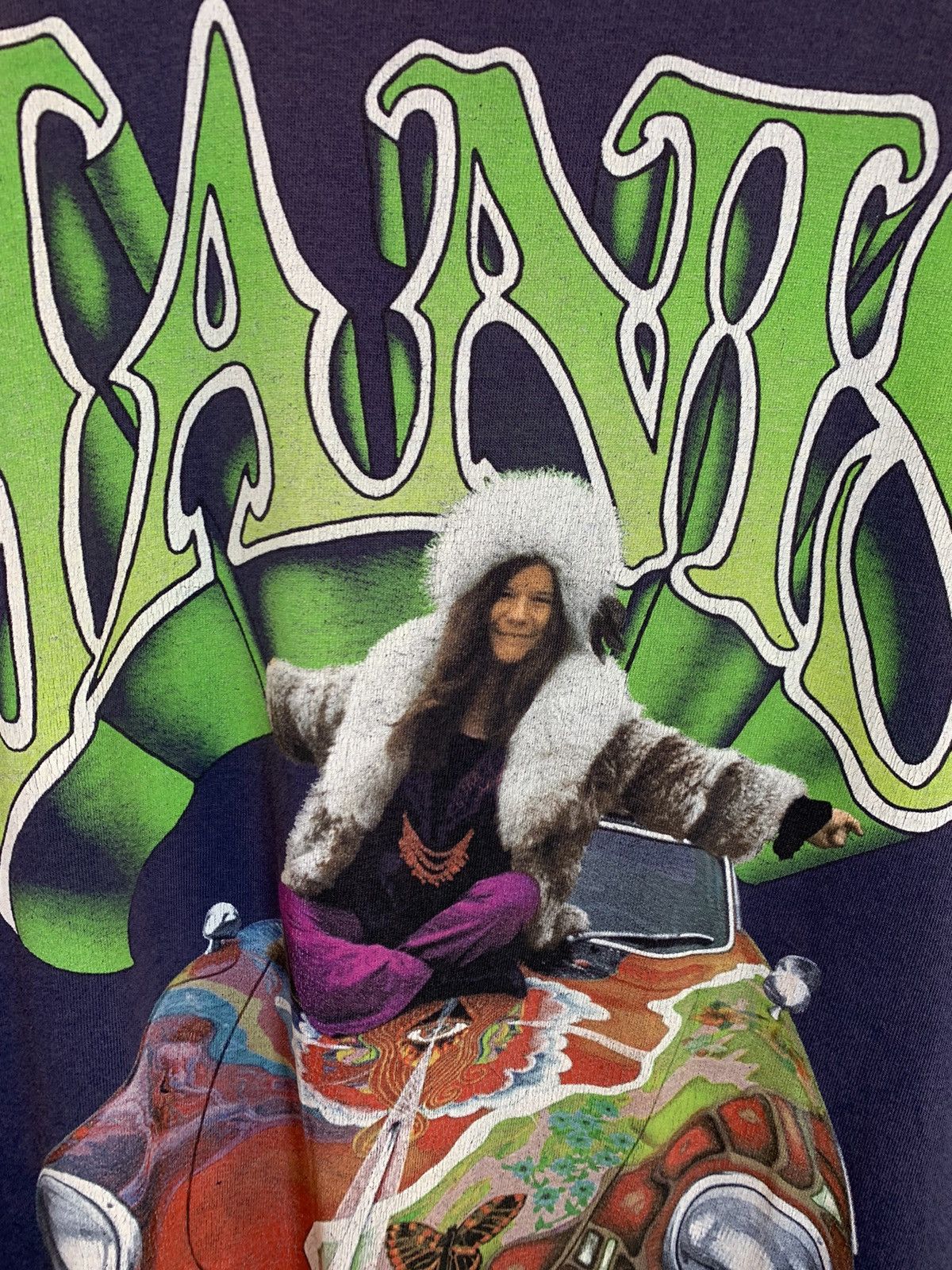 Band Tees × Vintage RARE Vintage 90’s Janis Joplin Porsche Psychedelic Art Shirt Size US L / EU 52-54 / 3 - 4 Thumbnail