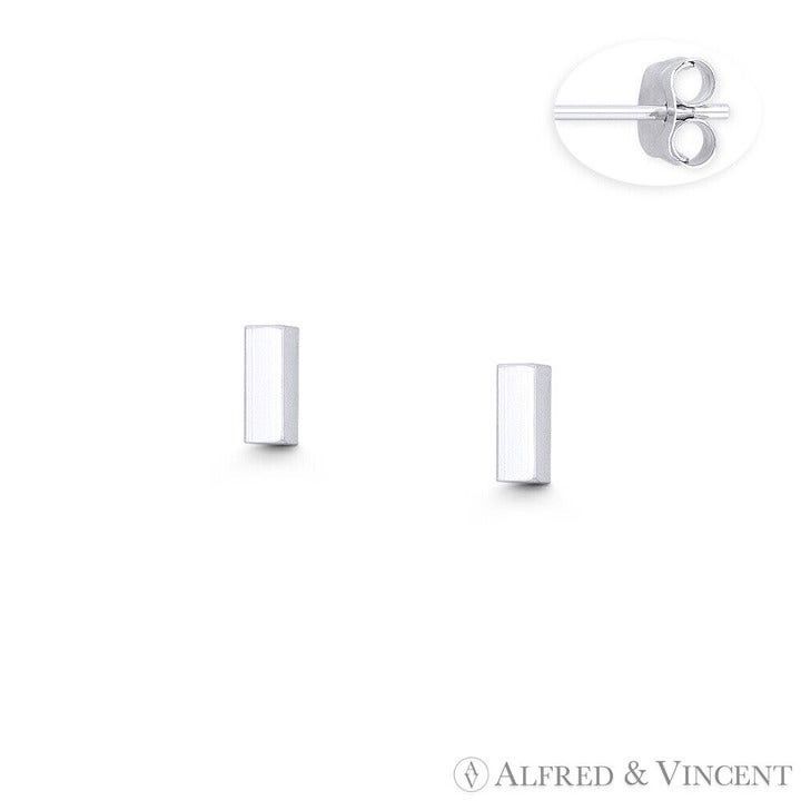 Other Straight Rectangle Bar Stud Earrings in .925 Sterling Silver Size ONE SIZE - 1 Preview
