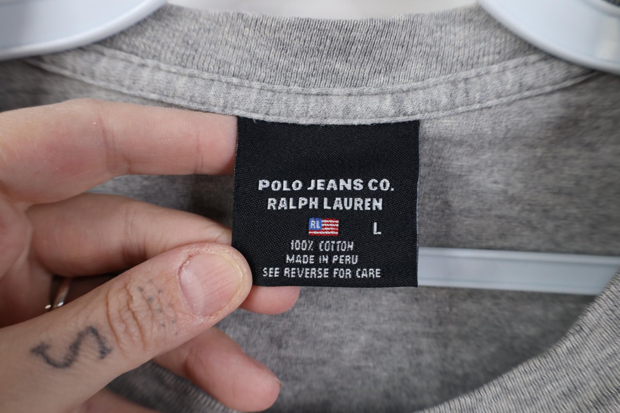 Polo Ralph Lauren Vintage 90s Ralph Lauren USA Flag Short Sleeve T-Shirt Gray Size US L / EU 52-54 / 3 - 7 Thumbnail