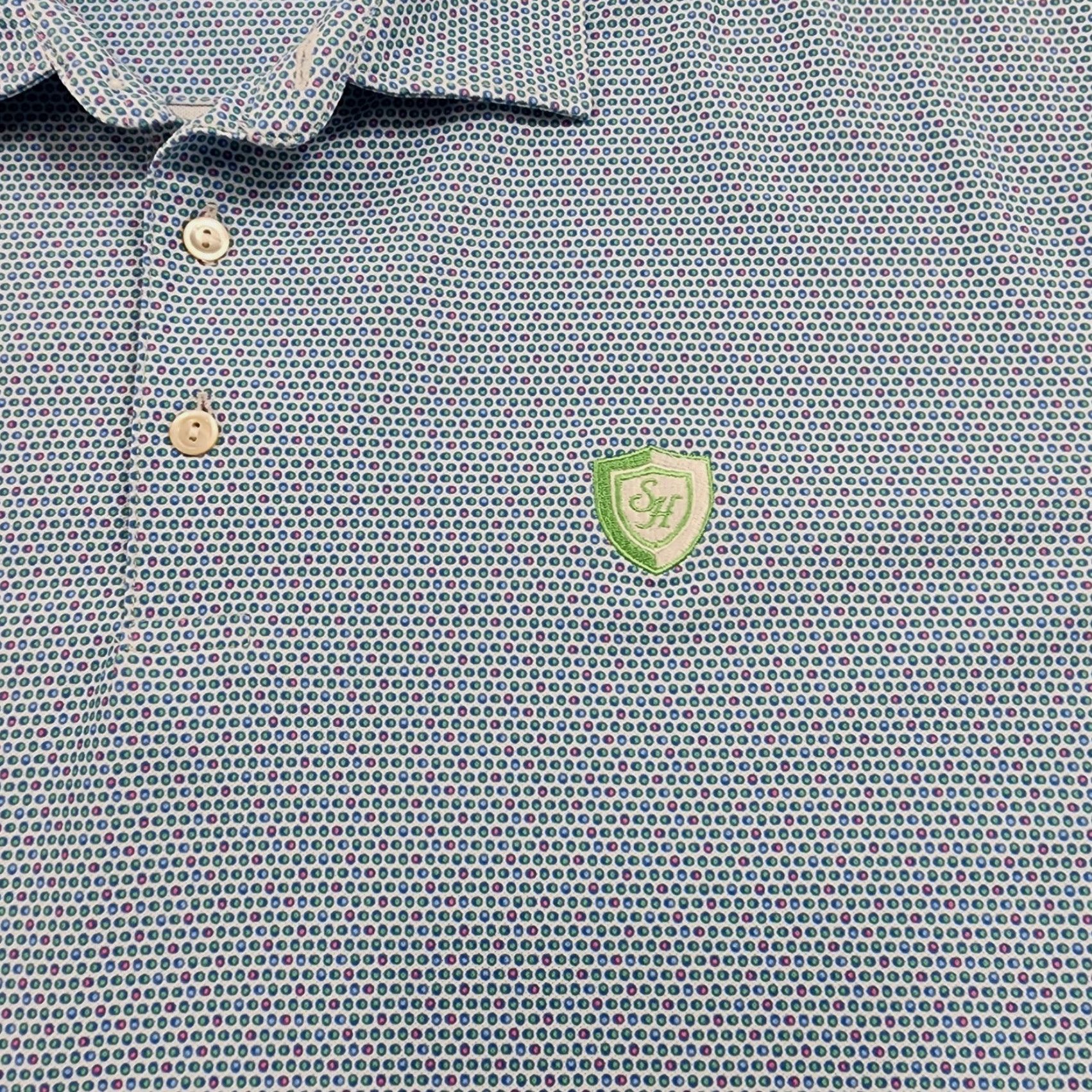 Peter Millar Peter Millar Polo Shirt Mens Large Summer Comfort Golf Logo Stretch Lightweight Blue Geometric 3-Button Classic Casual Sports Mens Size US L / EU 52-54 / 3 - 7 Thumbnail