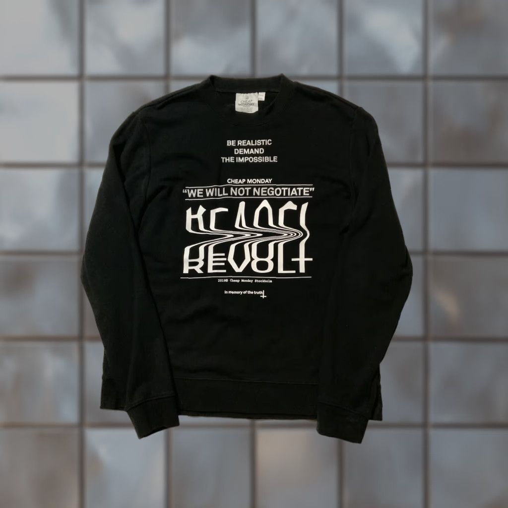 Cheap Monday Cheap Monday Sweatshirt Mens LG Black Stockholm We Will Not Negotiate Be Realistic Crewneck Size US L / EU 52-54 / 3 - 1 Thumbnail