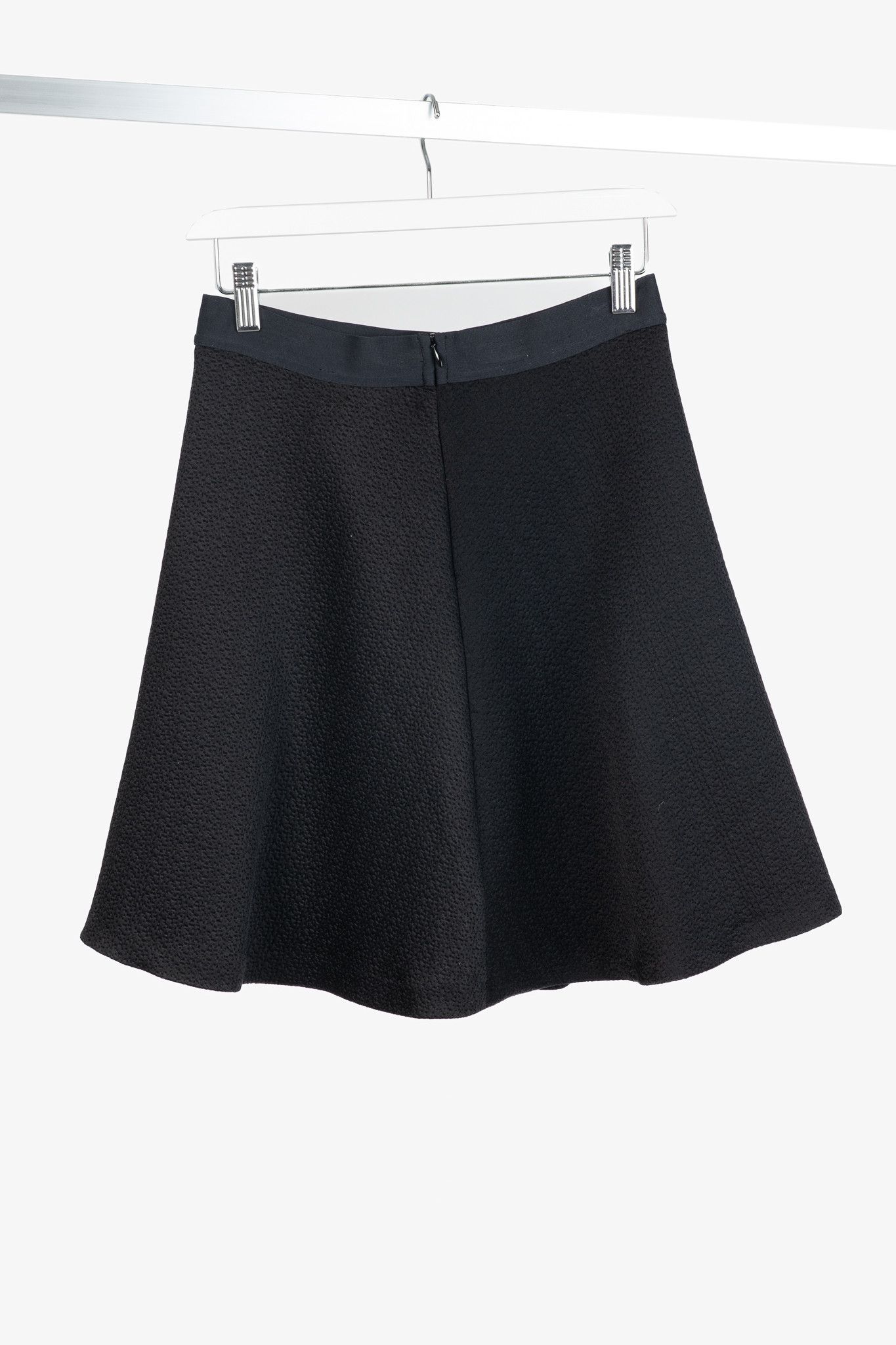 Sandro Sandro Black Textured-Satin A-Line Mini Skirt Size 25" / US 0 / IT 36 - 2 Thumbnail