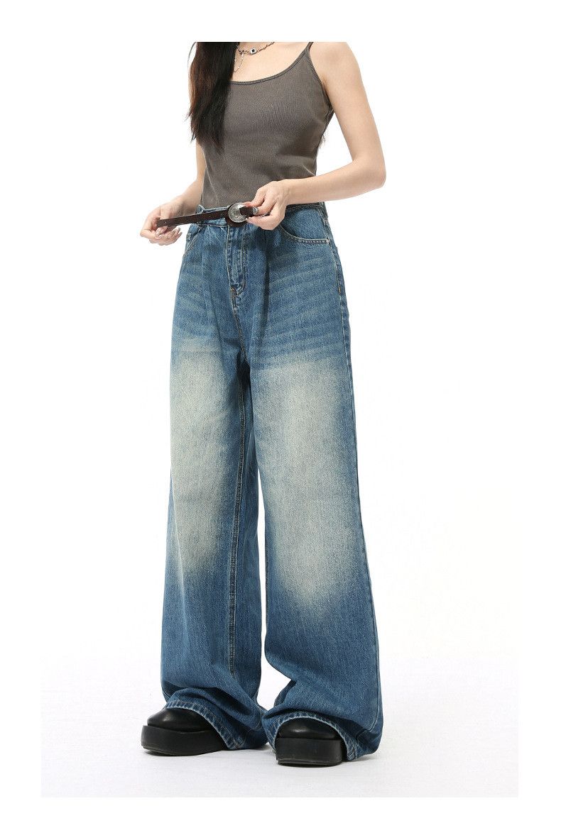 Vintage Japanese retro cleanfit wide-leg distressed jeans Size US 32 / EU 48 - 1 Thumbnail
