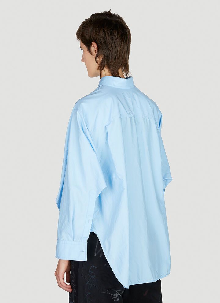 Balenciaga o1mt1gz0924 BB Corp Swing Twisted Shirt Large Fit Light Blue Size XS / US 0-2 / IT 36-38 - 4 Thumbnail