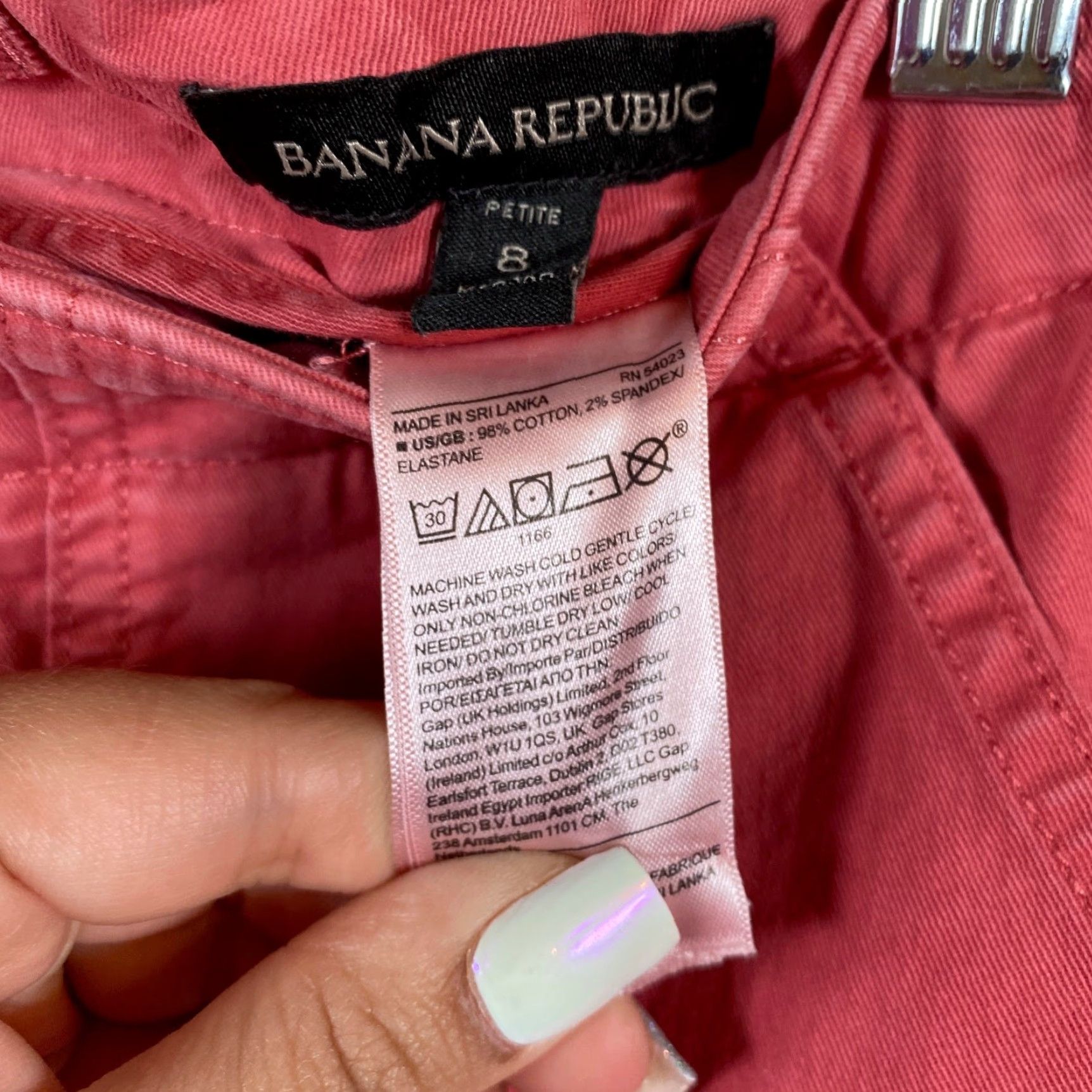 Banana Republic Banana Republic Womens Pants Red Petite Ankle Zip Cotton Blend Stretch 8P Size 24" / US 00 / IT 34 - 5 Thumbnail