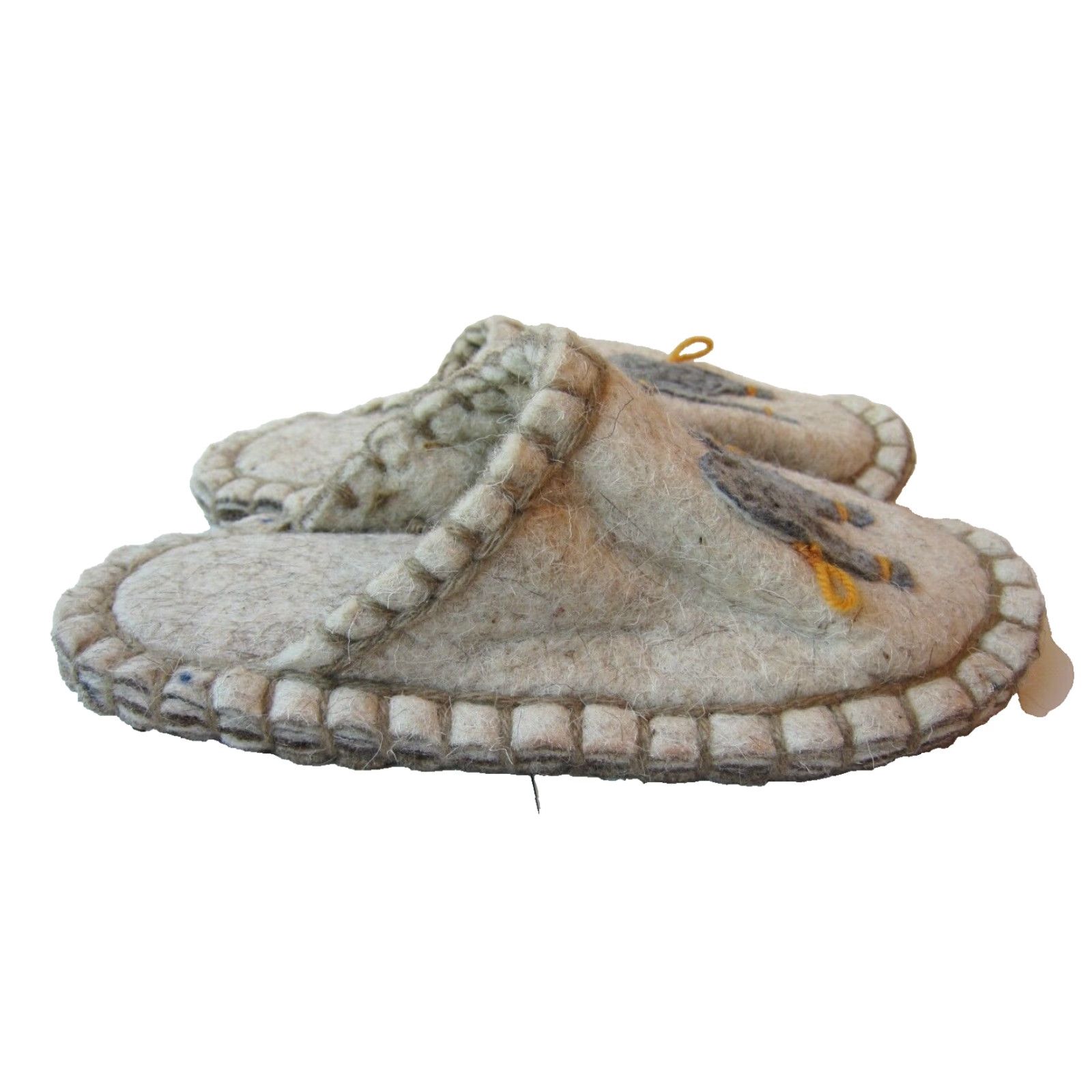 Camel Vtg Handmade 100% Wool Ivory Grey Camel Slip On Mule Slide Slipper Women 9-10 Size US 10 / IT 40 - 3 Thumbnail