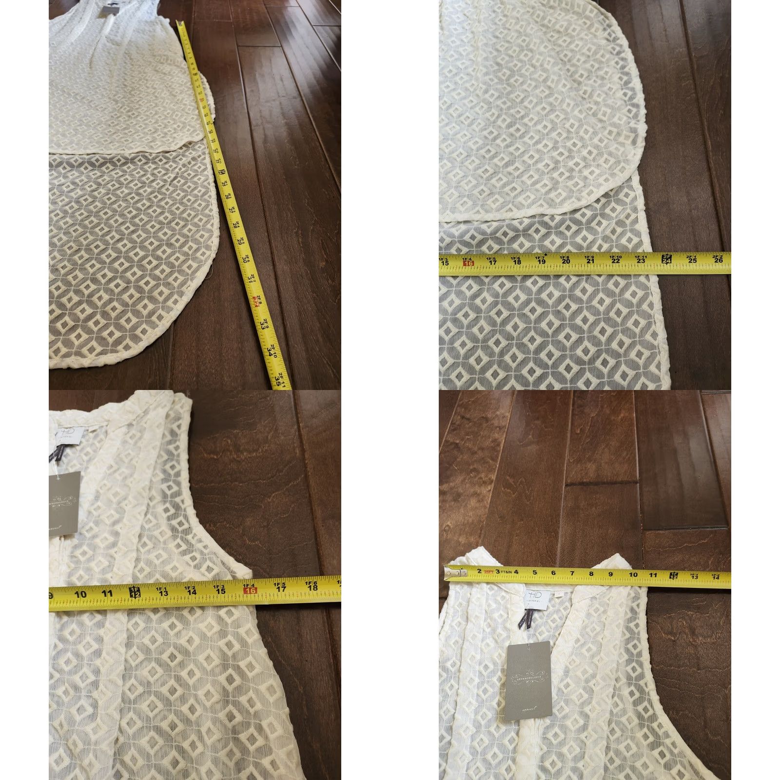 Anthropologie Anthropologie Sleeveless Tunic Shirt Ivory Small Regular Bohemian Embroidered V-Neck High Low NWT Socks? Size S / US 4 / IT 40 - 8 Thumbnail