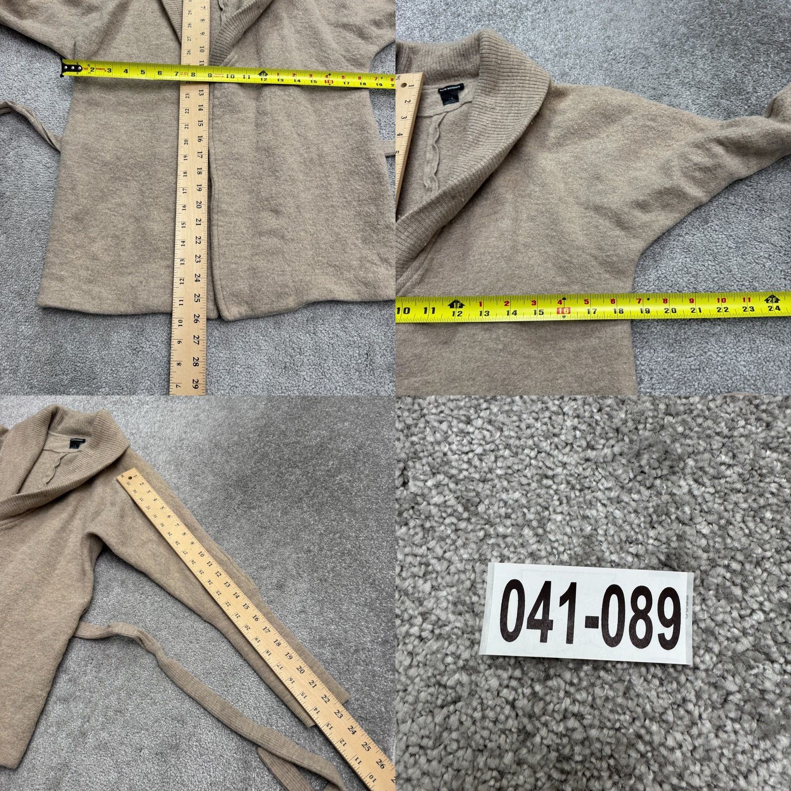 Club Monaco VINTAGE Club Monaco Wool Belted Cardigan Sweater Womens Small Wrap Coat Oatmeal Knit Size S / US 4 / IT 40 - 9 Thumbnail