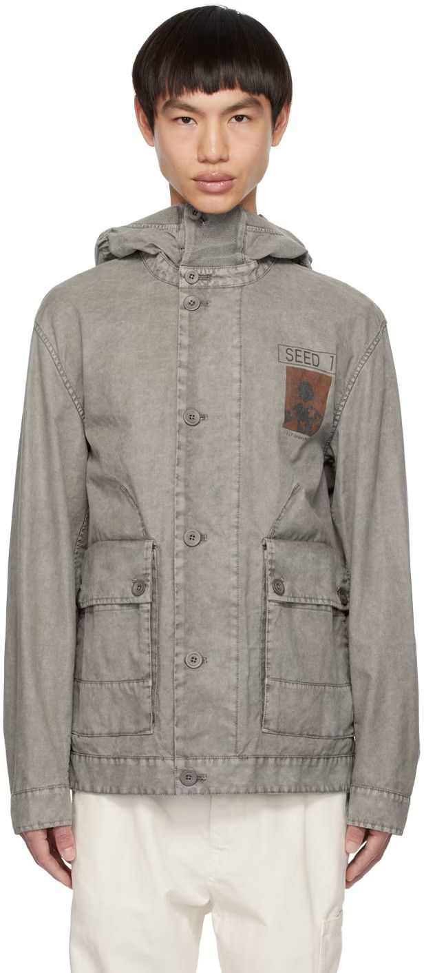 C.P. Company o1y1224 Logo Hooded Jacket in Gray Size US M / EU 48-50 / 2 - 1 Thumbnail