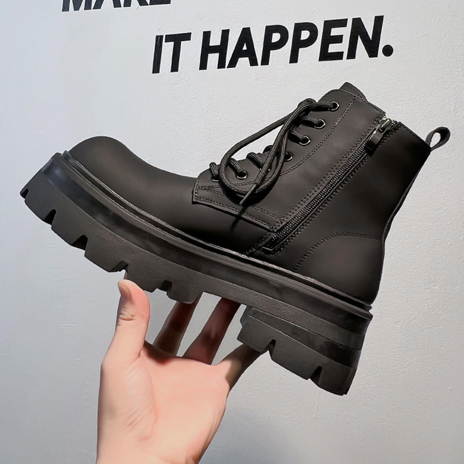 Trendy Black Chunky Platform Boots