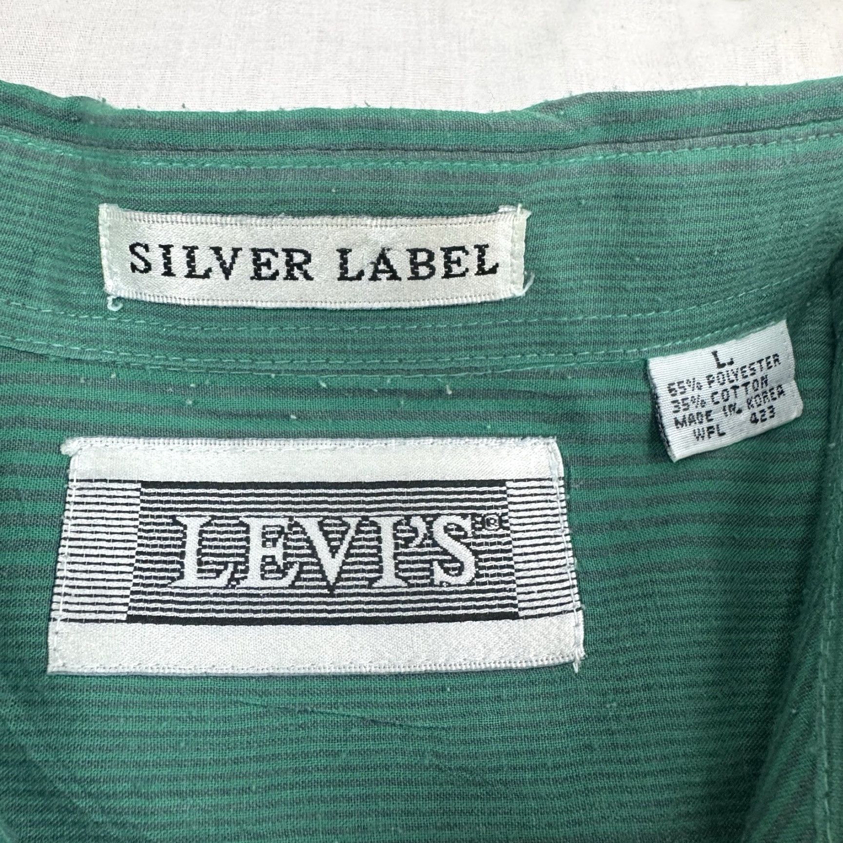 Levi's VINTAGE Levi's Button-Up Shirt Adult Large Green Striped Collared 80s Casual Mens Size US L / EU 52-54 / 3 - 4 Thumbnail