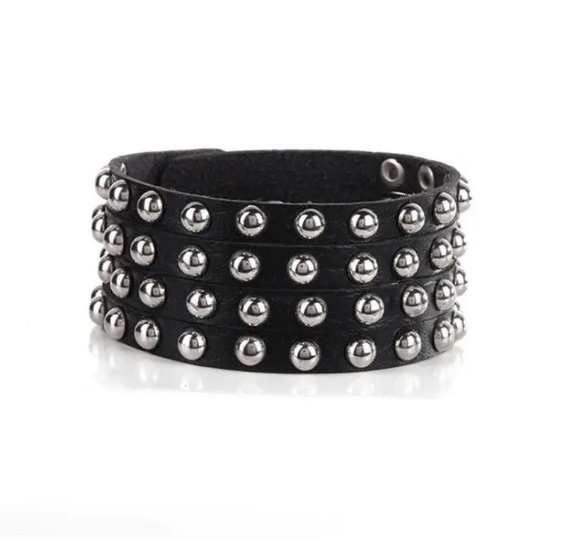 Jewelry Black Leather Bracelet Size ONE SIZE - 2 Thumbnail