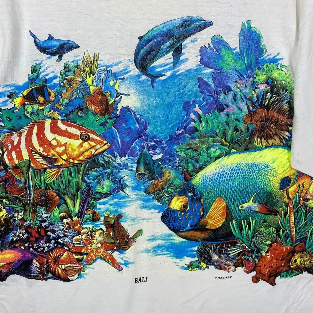 Habitat Vintage 90's HABITAT Bali Ocean Creatures Graphic Tee Shirt Size US L / EU 52-54 / 3 - 6 Thumbnail