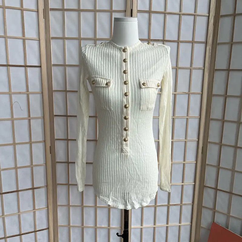 Balmain Balmain Cream Cotton Women's Pullover Sweater 0089 Size S / US 4 / IT 40 - 1 Thumbnail