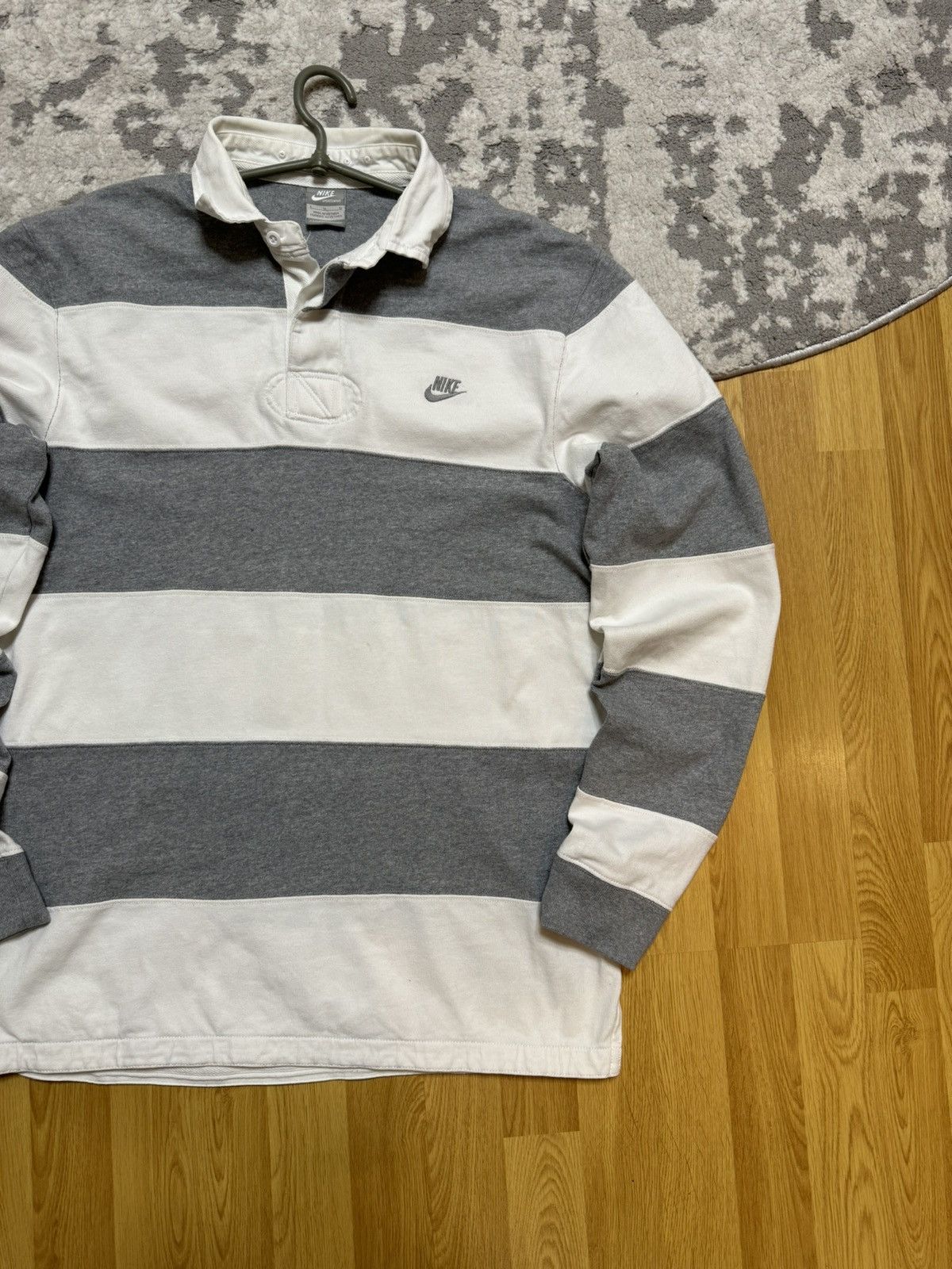 Nike × Vintage Vintage Nike Striped Rugby Shirt Jersey Logo y2k Longsleeve Size US L / EU 52-54 / 3 - 5 Thumbnail