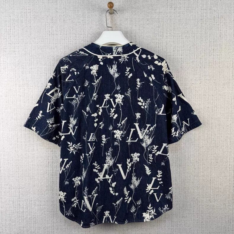 Louis Vuitton Louis Vuitton Wheat Spike Print V-Neck Denim Classic Short Size US XL / EU 56 / 4 - 3 Thumbnail