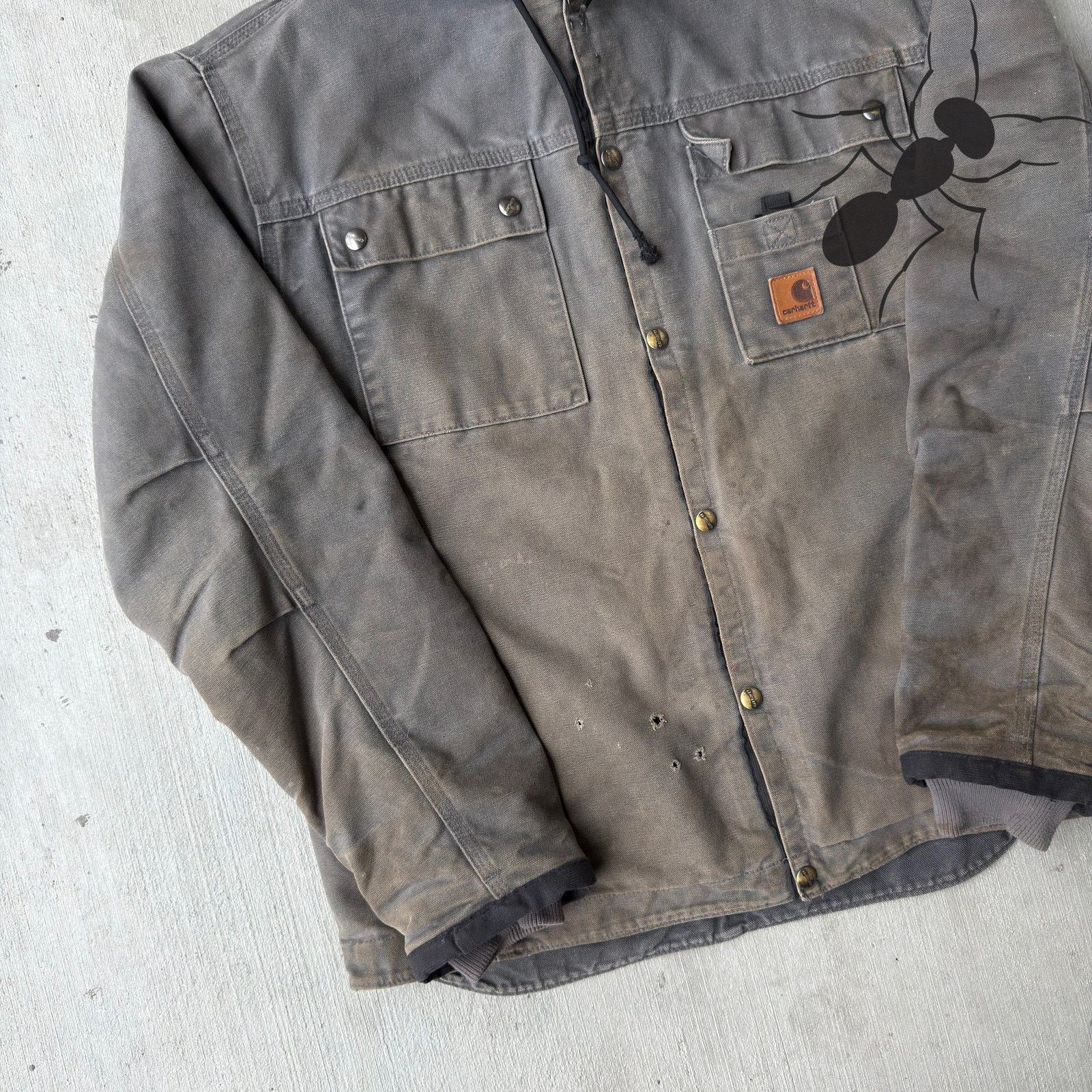 Carhartt × Vintage Carhartt J284 GVL gray button up work wear jacket Size US M / EU 48-50 / 2 - 2 Thumbnail