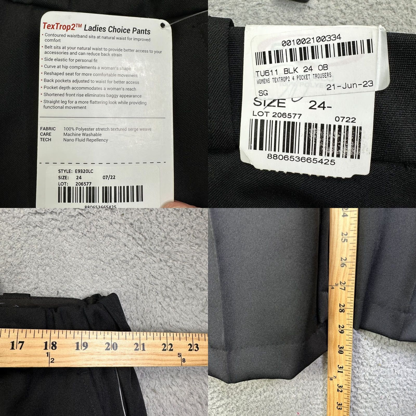 Vintage VINTAGE: Elbeco Uniform Pants Women 24 Tex Trop2 Black Tactical Work Trousers E9320LC NEW Size 42" / US 20 - 8 Thumbnail