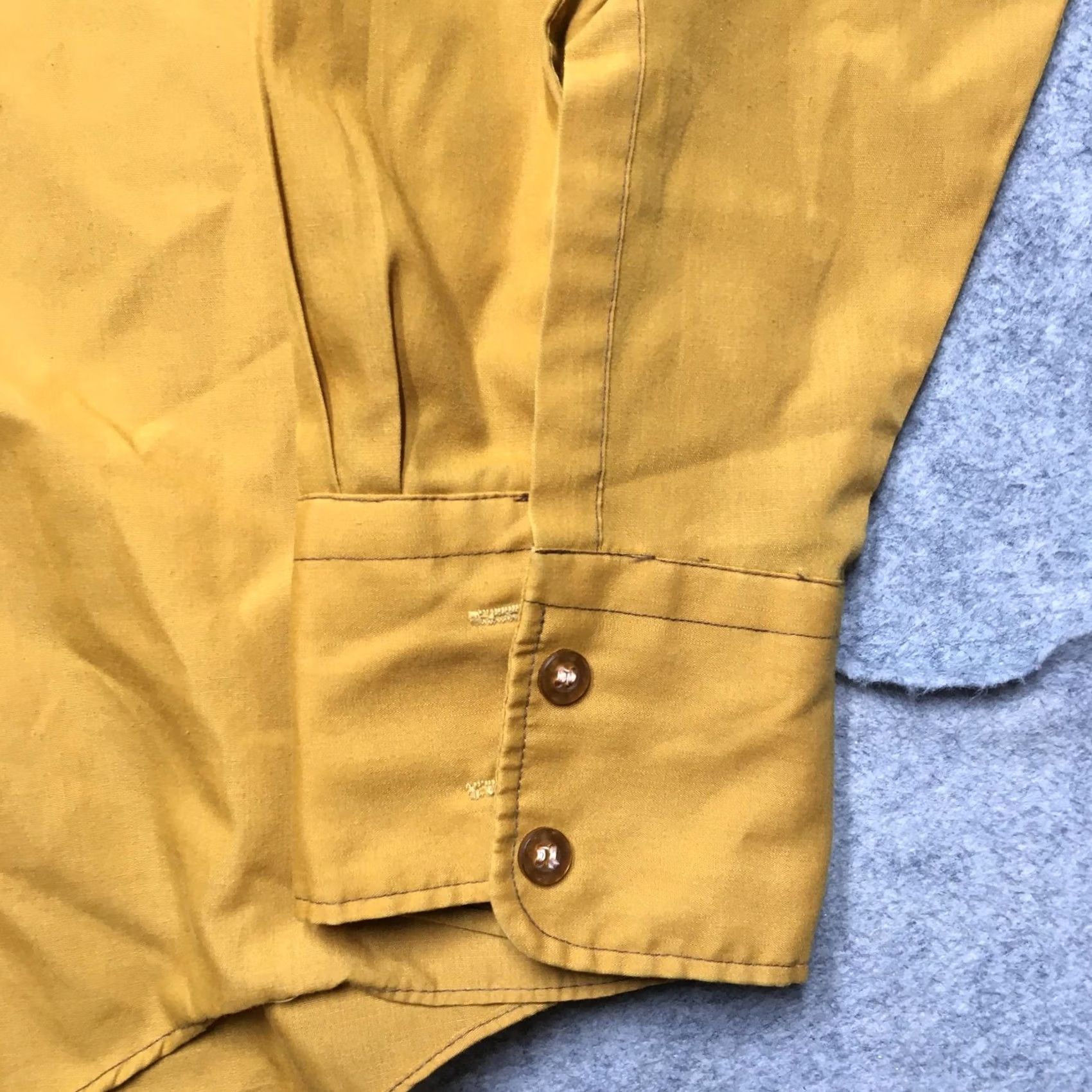 Vintage VTG Towncraft Dress Shirt Mens XL 17.5 Yellow Penn-Prest 70s Button Up Penneys Size 46R - 2 Thumbnail