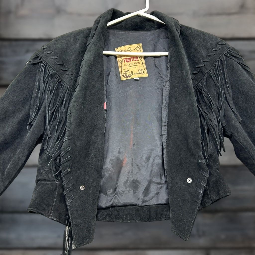 Vintage VINTAGE Frontier Leather Jacket Womens L Black Fringe 90s Bohemian Western Designer Jacket Size L / US 10 / IT 46 - 1 Thumbnail