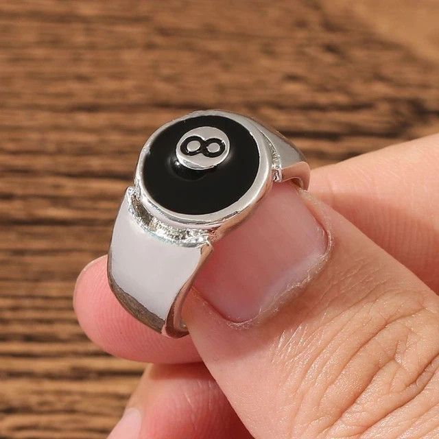 Jewelry Number Black 8 Eight Pool Billiard Ball Ring Adjustable Size ONE SIZE - 2 Thumbnail