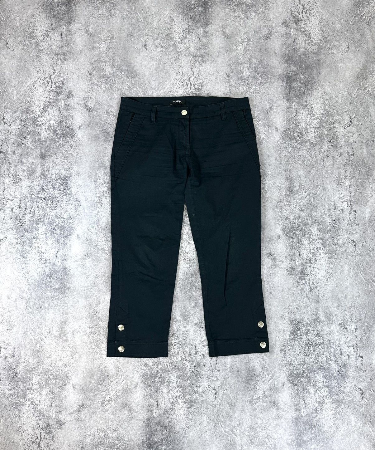 Versace × Vintage Vintage 90s Versace Medusa Avant Garde Luxury Cropped Pants Size 28" / US 6 / IT 42 - 2 Thumbnail