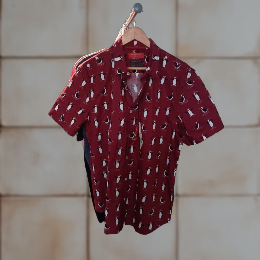 Primark Nwt Primark Button-Up Shirt Men L Short Sleeve Multicolor Christmas Penguin Cotton India Size US L / EU 52-54 / 3 - 1 Thumbnail