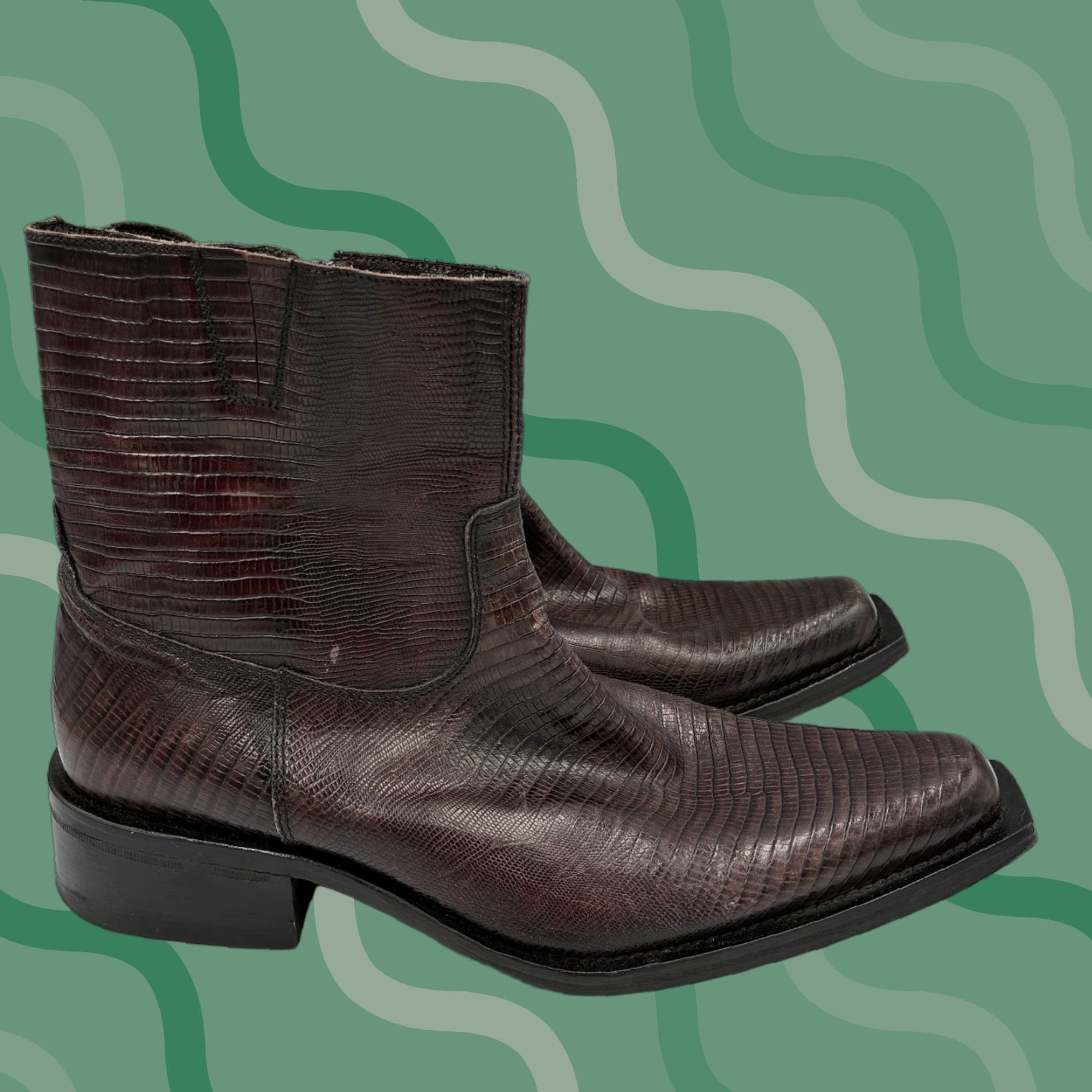 Vintage Alligator Boots Leather Western Cowboy Italian Upper Leather EU 43 US 10 Mens Red Leather Boots Size US 10 / EU 43 - 1 Thumbnail