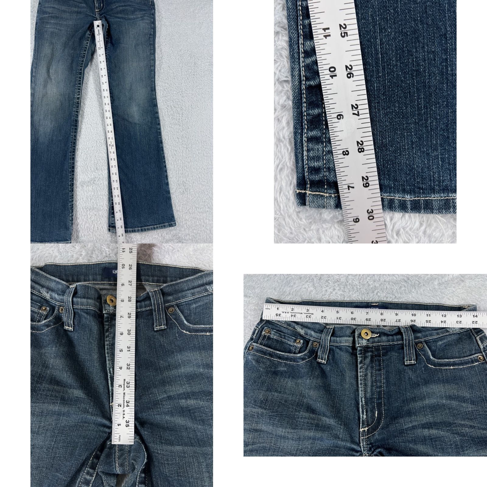 Vintage Karen Kane Jeans Womens 6 Blue Denim Flared Low Rise 27x30 Cotton Blend Size 28" / US 6 / IT 42 - 8 Thumbnail