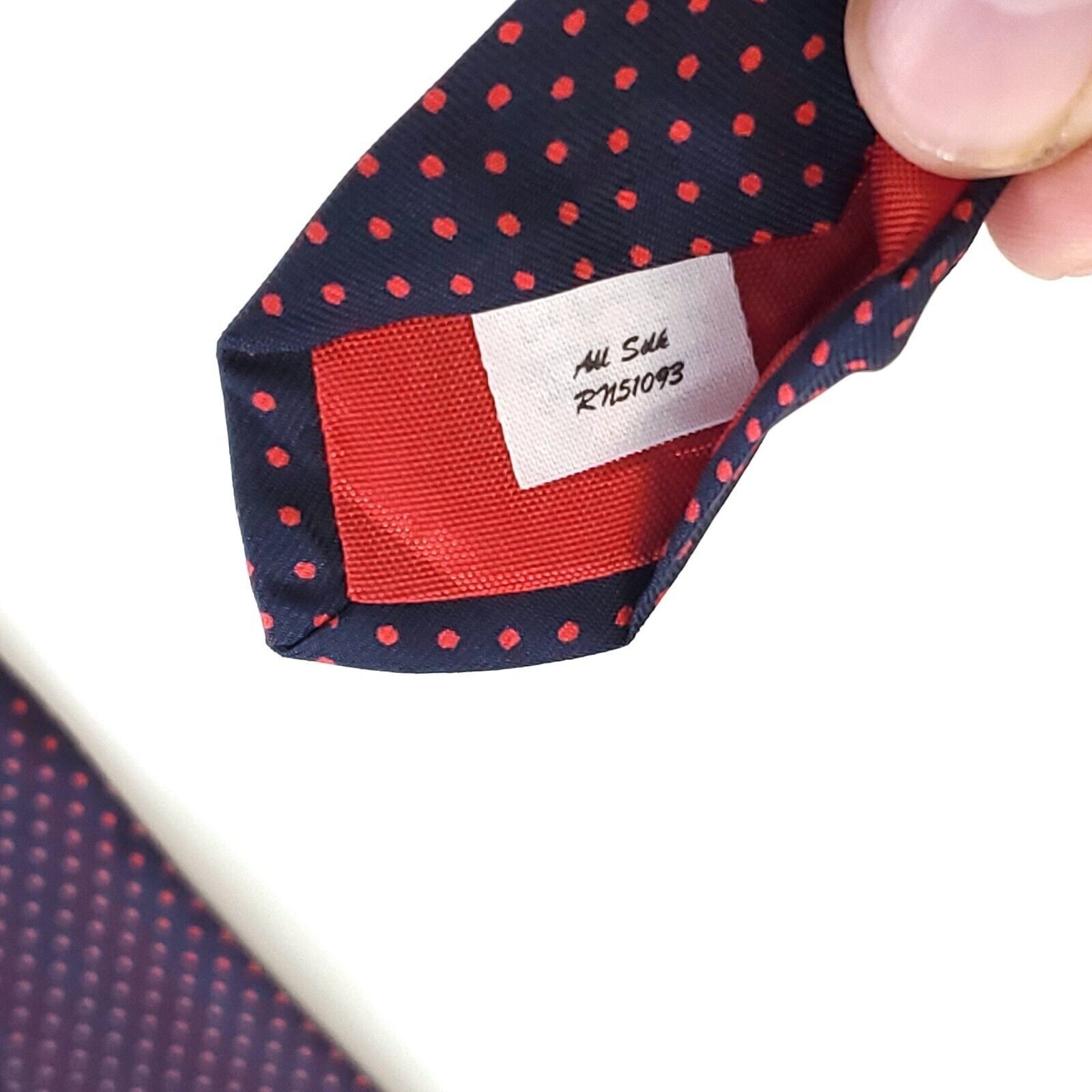 Stafford Stafford Silk Tie Blue Polka Dot Print Red Skinny Size ONE SIZE - 4 Thumbnail
