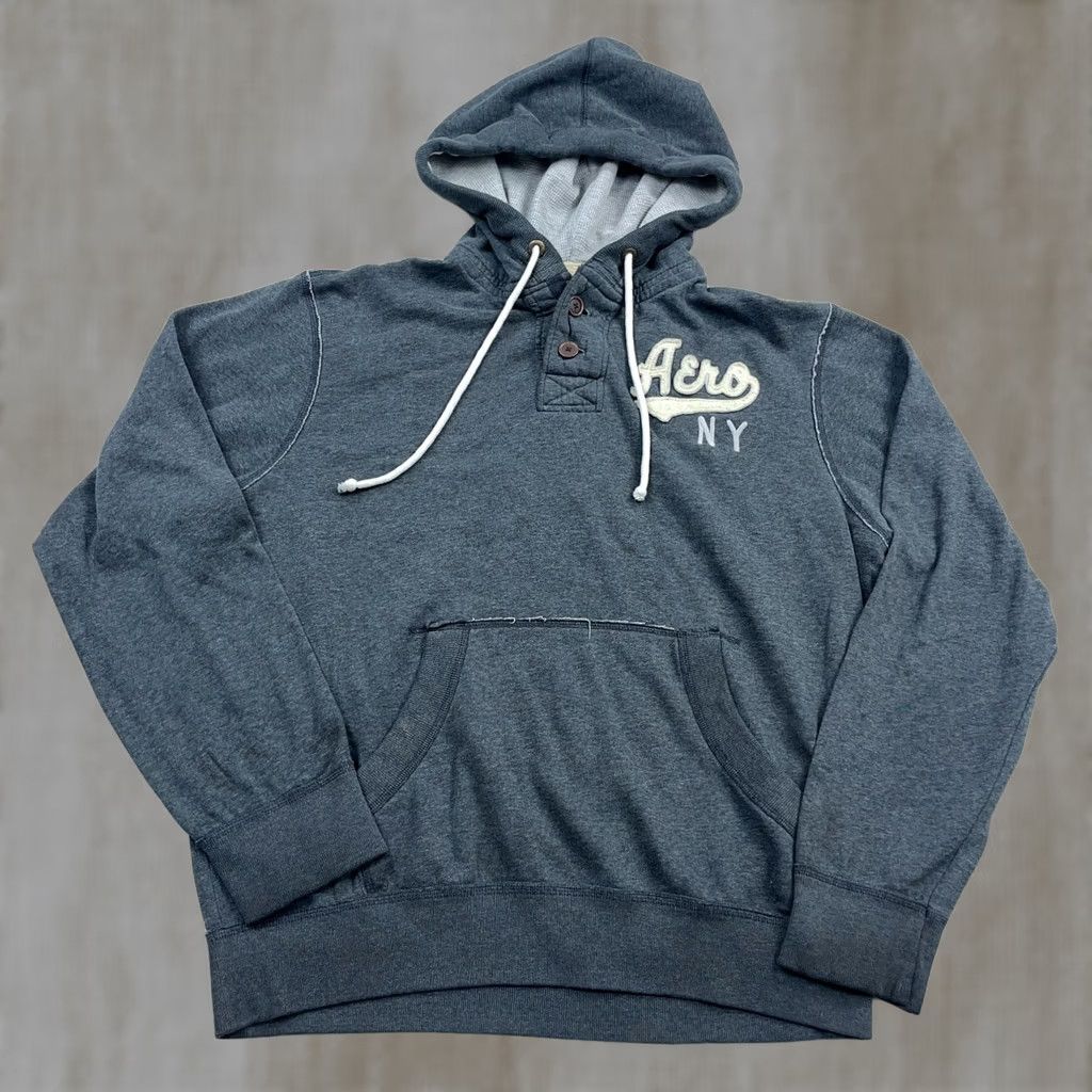 Aeropostale VINTAGE Aeropostale Hoodie Men XL Gray Graphic Print Hooded Sweatshirt Size US XL / EU 56 / 4 - 1 Thumbnail