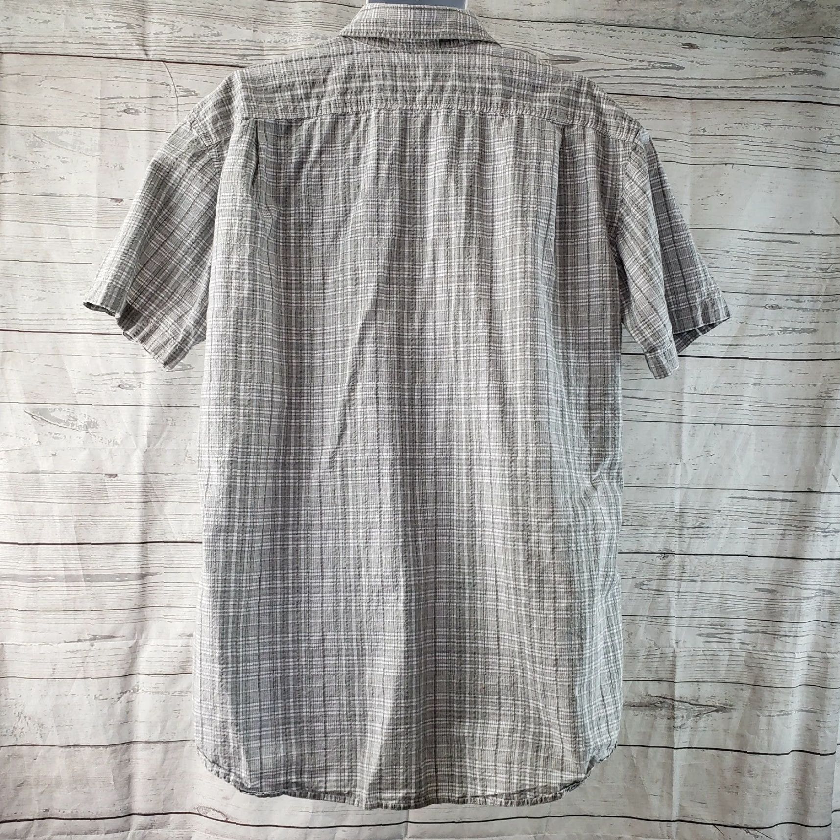 Eddie Bauer VINTAGE Eddie Bauer Mens Button Front Shirt XLT Gray Plaid Classic Fit Short Sleeve Cotton Button-Up Mens Size US XL / EU 56 / 4 - 3 Thumbnail