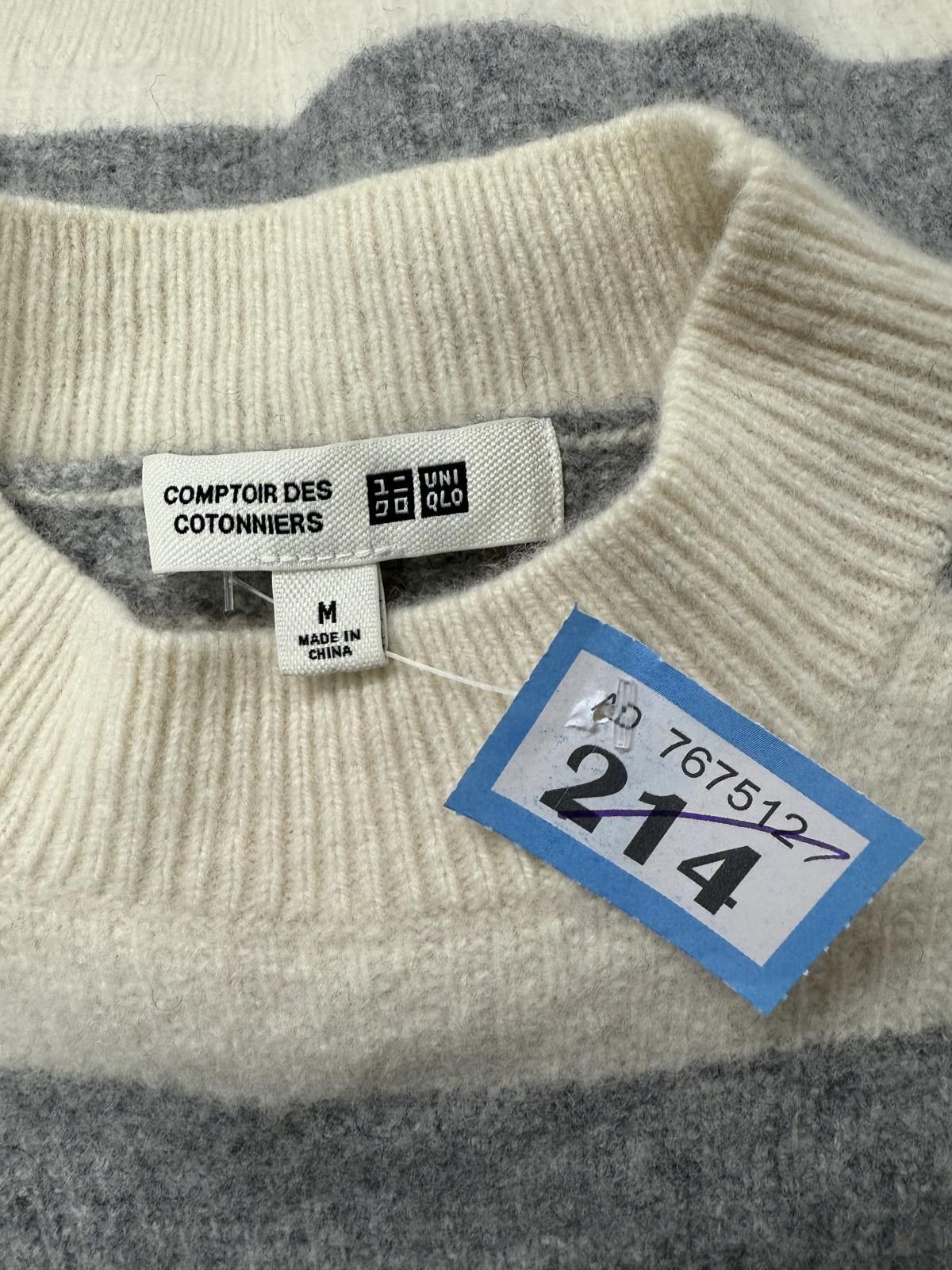 Uniqlo Uniqlo Striped Grey and Cream Knit Sweater Size M / US 6-8 / IT 42-44 - 4 Thumbnail