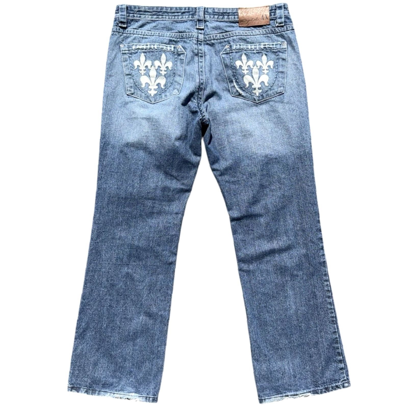 Alfani VINTAGE Alfani Jeans Bootcut Distressed Embroidered Le Fleur Low Rise Sz 38 Women Blue 90s Y2K Size 26" / US 2 / IT 38 - 2 Thumbnail