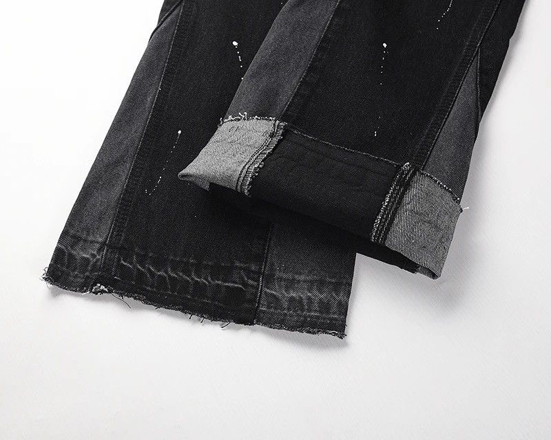 Jean Splattered Paint Flare Black Denim Jeans Size US 30 / EU 46 - 10 Thumbnail