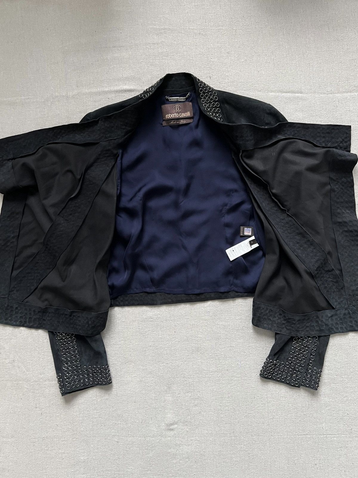 Roberto Cavalli AWO9 Runway Draped Suede Studded Leather Jacket Size M / US 6-8 / IT 42-44 - 2 Thumbnail