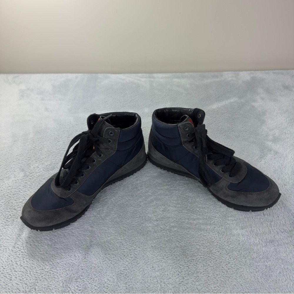 Prada Prada Hi Top Grey/Blue Nylon and Suede High Top Sneaker Sz Size US 7.5 / EU 40-41 - 6 Thumbnail