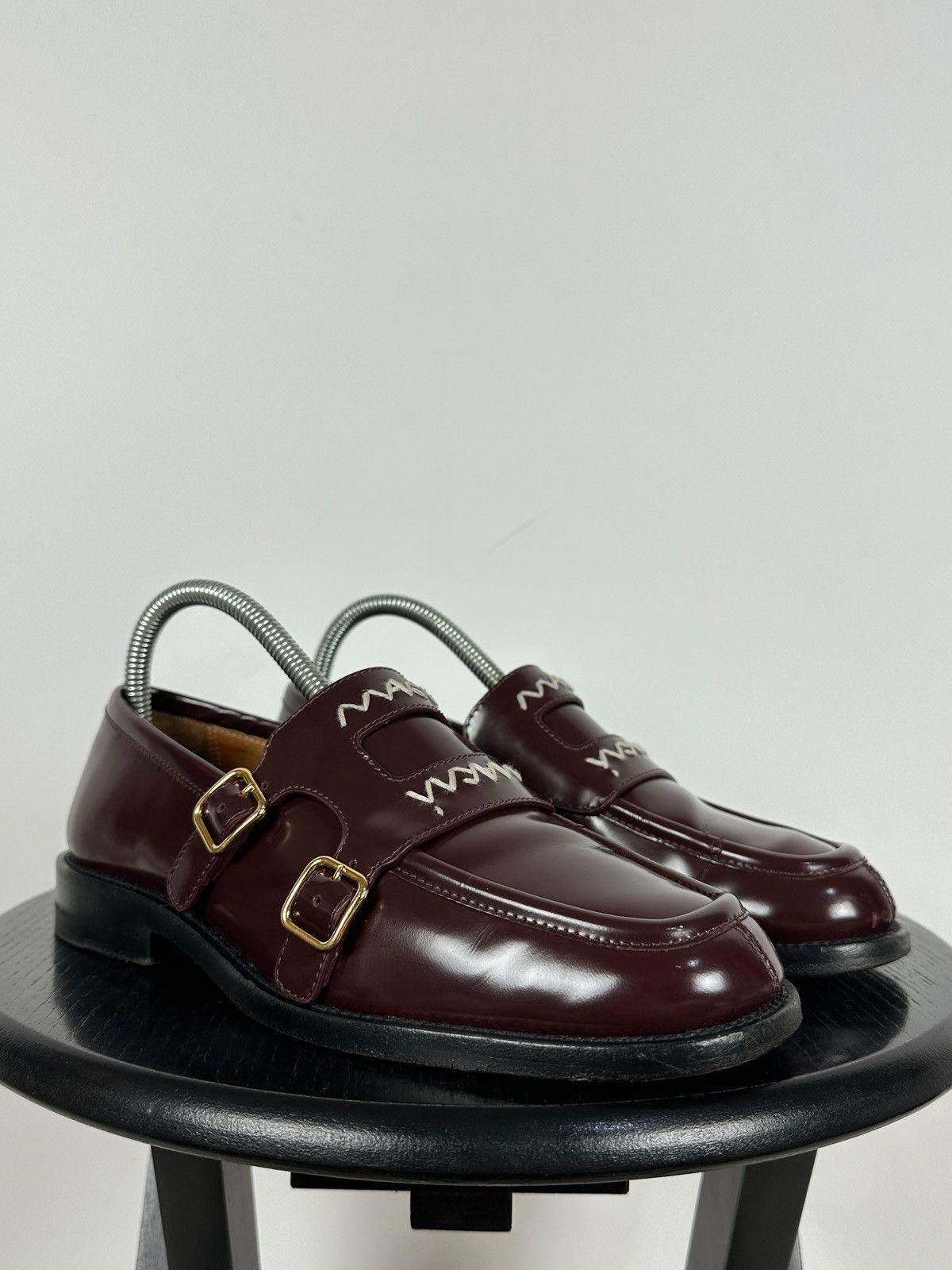 Marni Marni Bambi 3.0 Burgundy Leather Double Monk Strap Loafers Size US 8 / IT 38 - 7 Thumbnail