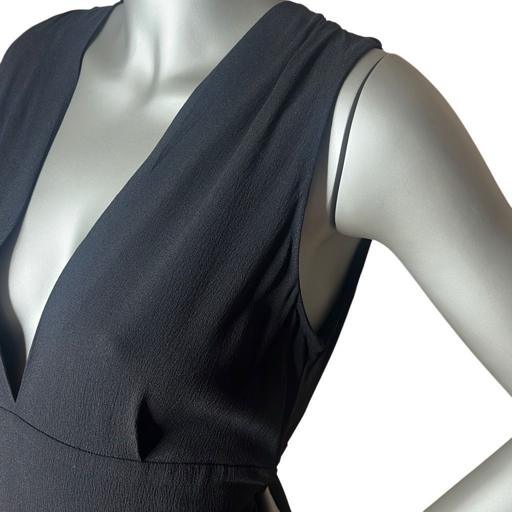 MSGM MSMG Black Sleeveless V-neck Mini Dress (013) Size S / US 4 / IT 40 - 4 Thumbnail