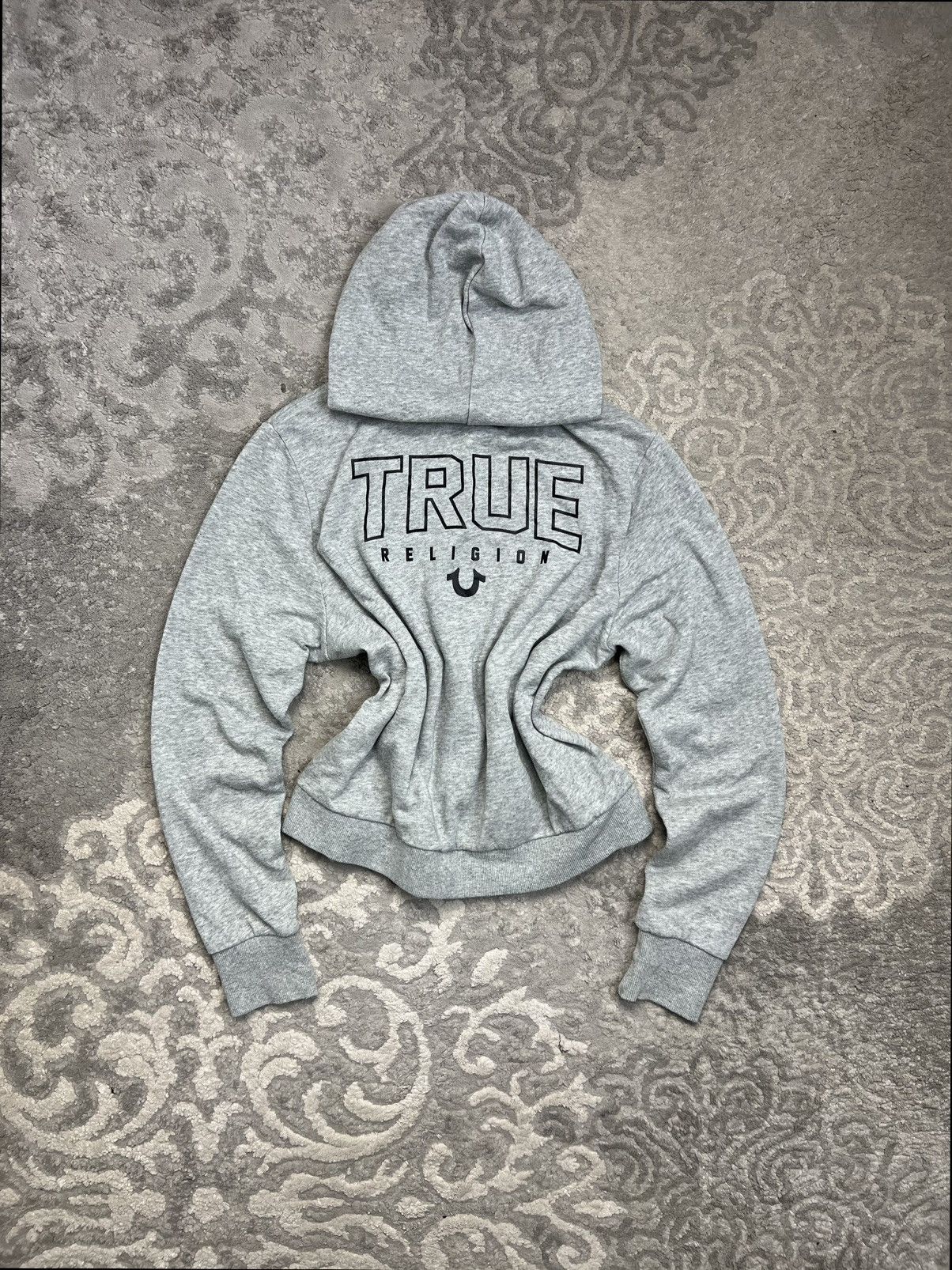 True Religion True Religion Big Logo Gray Zipped Women's Hoodie Size L / US 10 / IT 46 - 1 Thumbnail