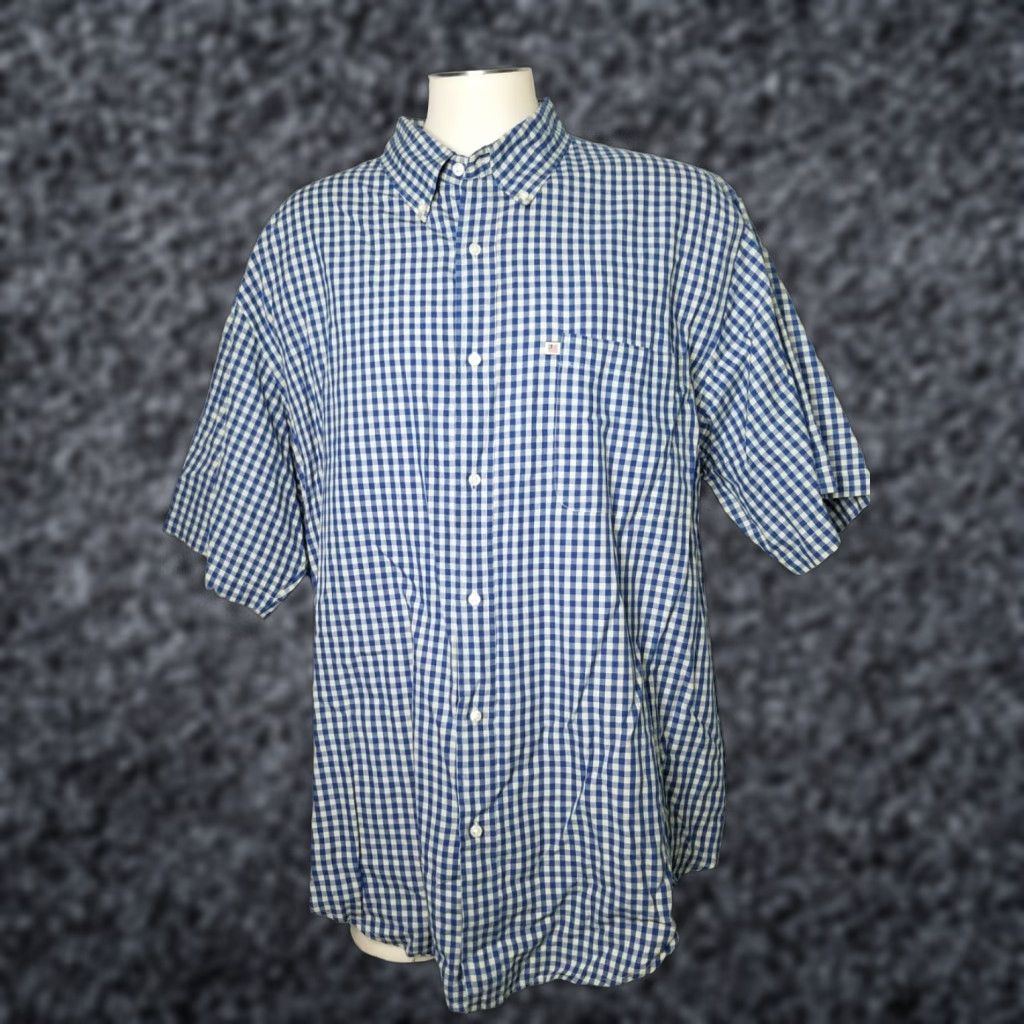 Polo Ralph Lauren VINTAGE Polo Ralph Lauren Shirt POLO RALPH LAUREN Plaid Short Sleeve Button-Up Oxford Shirt Men 2XL Blue Cotton Button-Down 1970s 80s Casual Mens Size US XXL / EU 58 / 5 - 1 Thumbnail