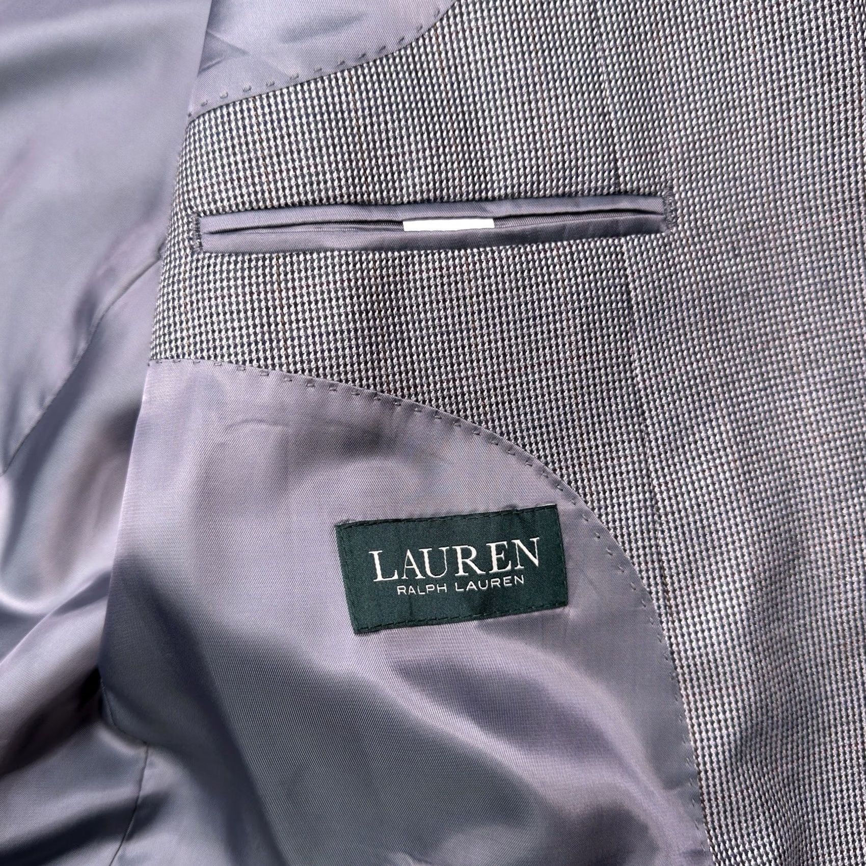 Ralph Lauren Lauren Ralph Lauren Blazer Jacket Long Single-Breasted 2-Button Notch Lapel Gray Polyester Rayon 50 Regular Mens Vintage No Size 50R - 4 Thumbnail