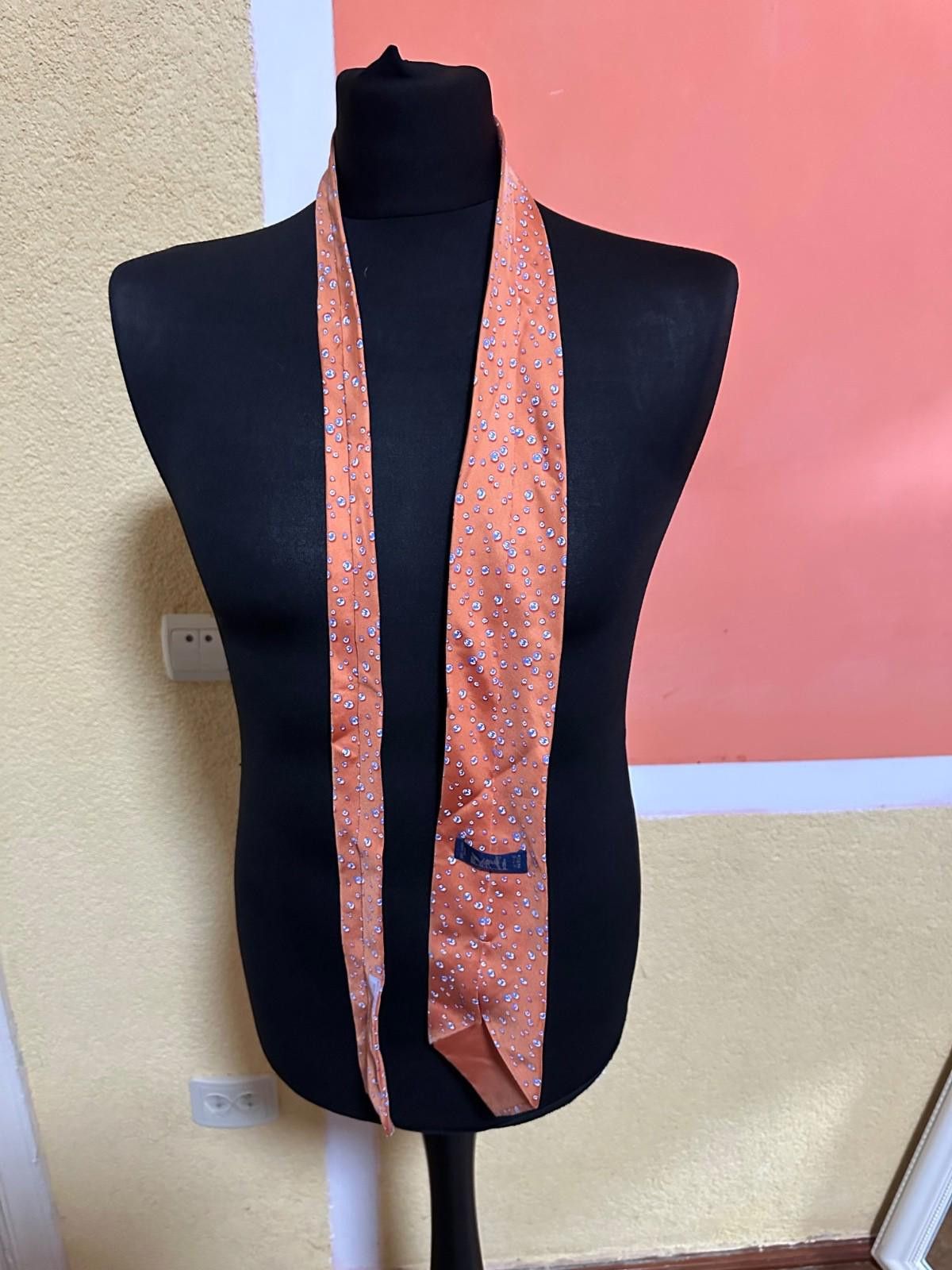 Hermes Hermes Tie Silk Orange Size ONE SIZE - 5 Thumbnail
