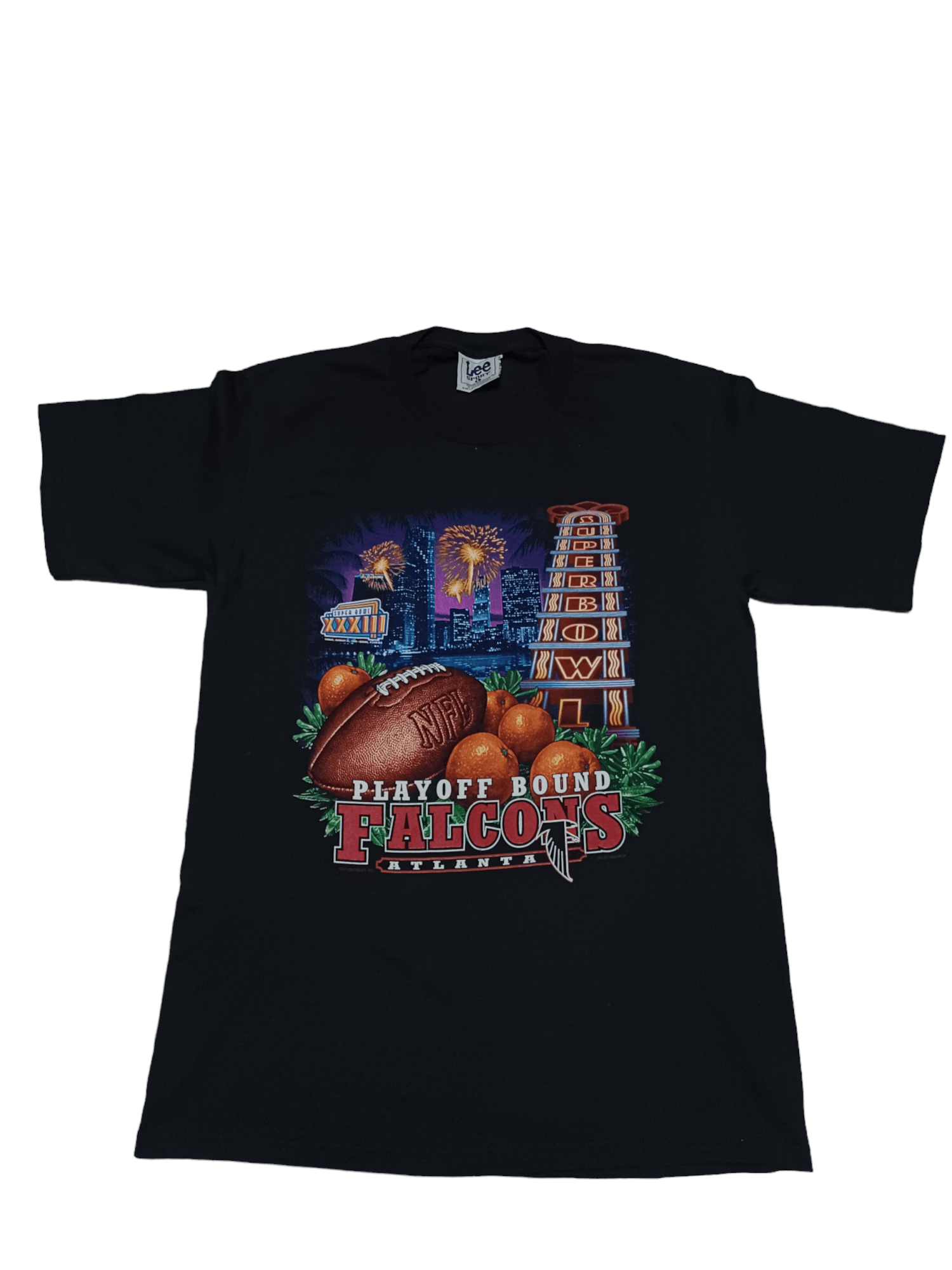 image of 1990X Clothing x Lee Vintage 1999 Nfl Superbowl Atlanta Falcons Archival Tee in Black (Size Large)