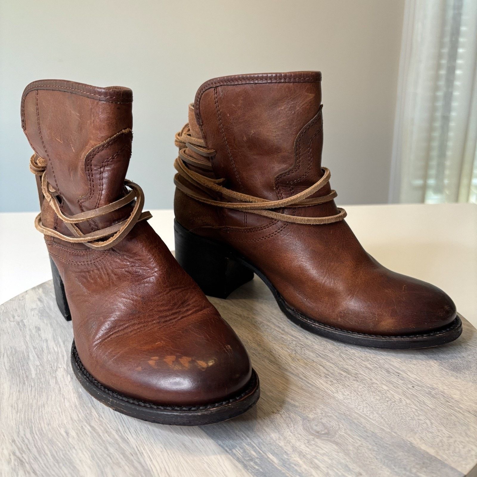 Freeman Freebird Casey Brown Ankle Boots Women’s Size 9 Distressed Size US 9 / IT 39 - 1 Thumbnail