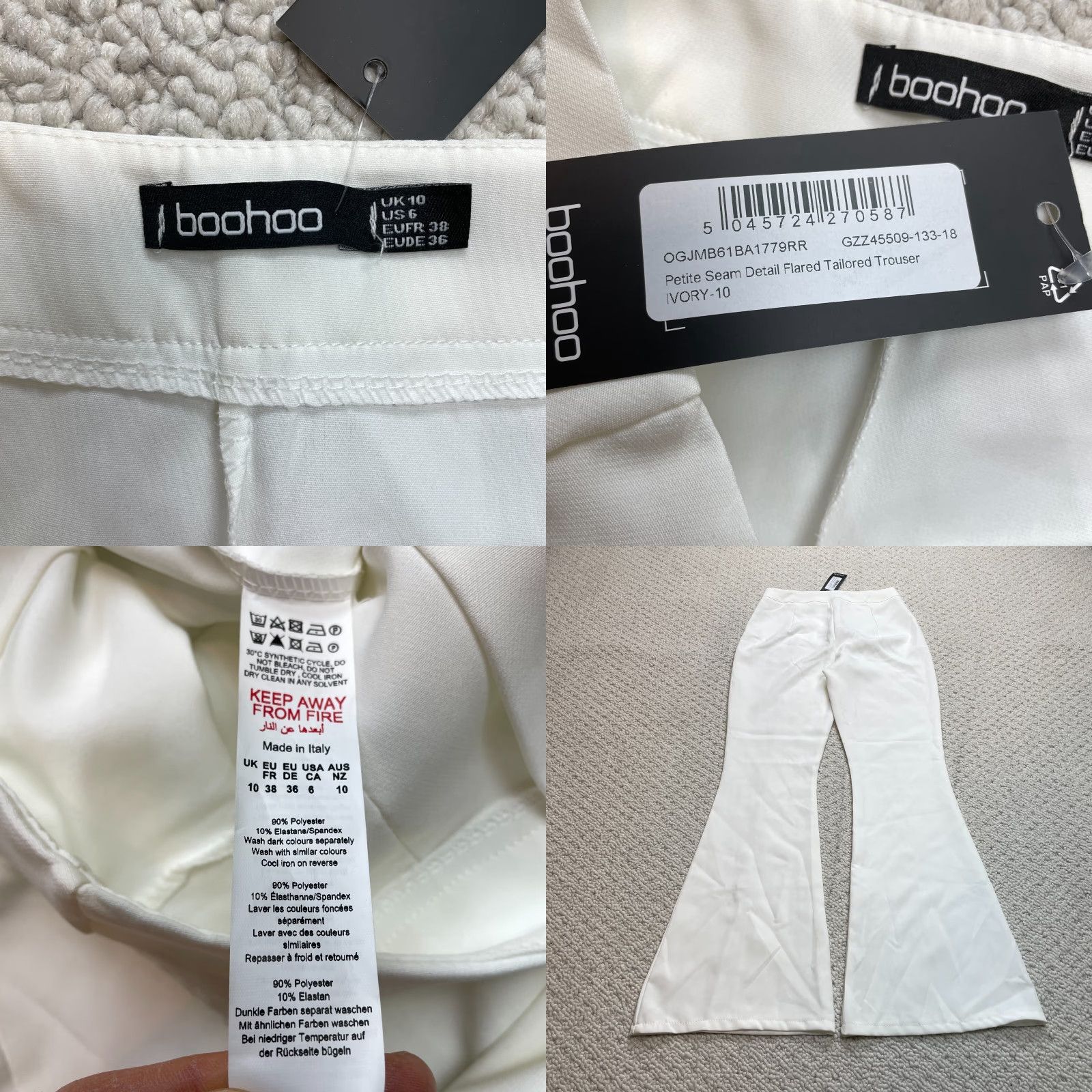 Boohoo VINTAGE Boohoo Pants Chino Flat Front Regular Womens 10 White Ivory New NWT Size 28" / US 6 / IT 42 - 8 Thumbnail