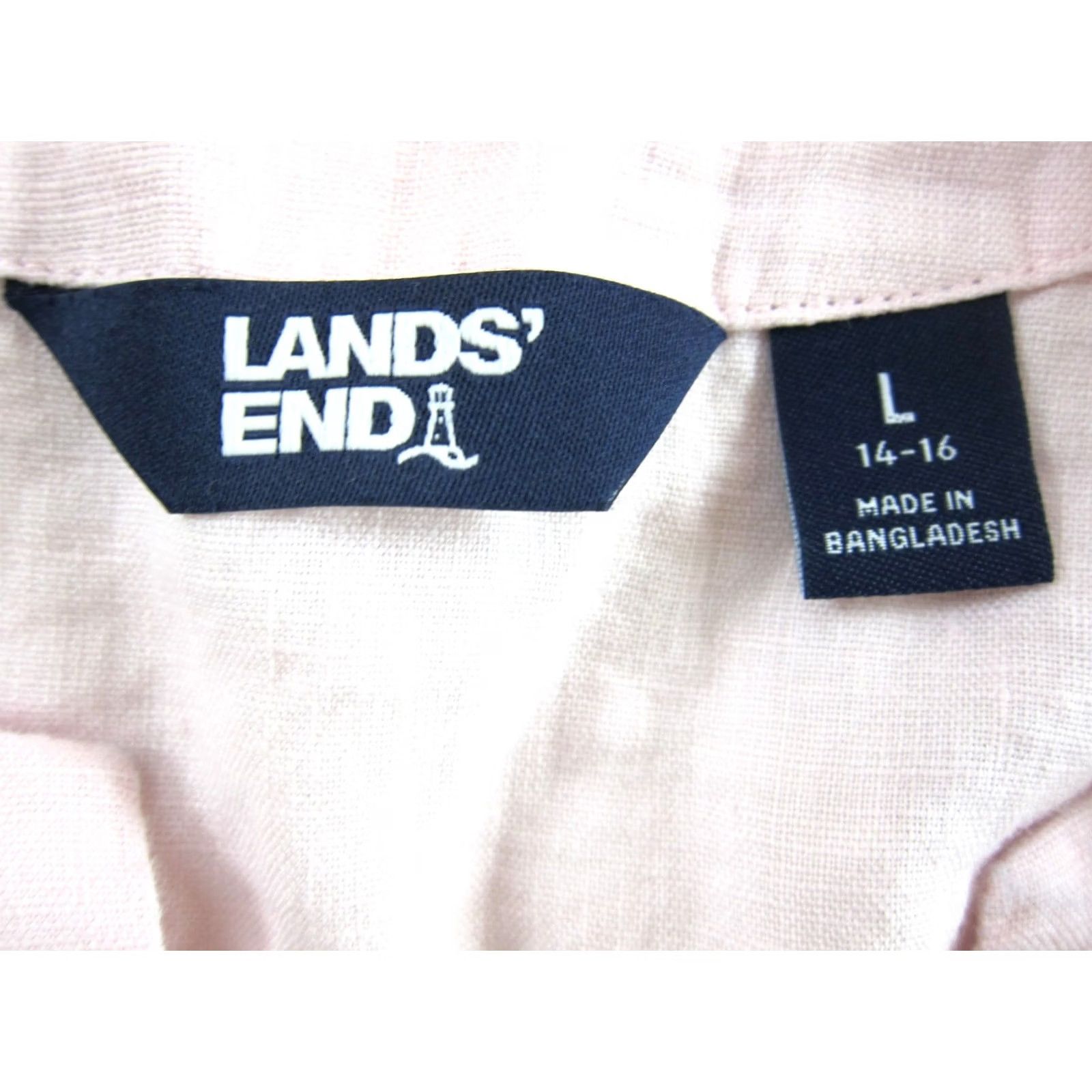 Lands' End Lands' End 100% Linen Pink Tunic Blouse 3/4 Sleeve V-Neck Pocket L Women Size L / US 10 / IT 46 - 3 Thumbnail