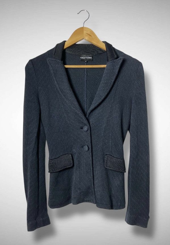 Emporio Armani Emperio Armani Knit Blazer Contrast Collar & Peplum Balck Size S / US 4 / IT 40 - 1 Thumbnail