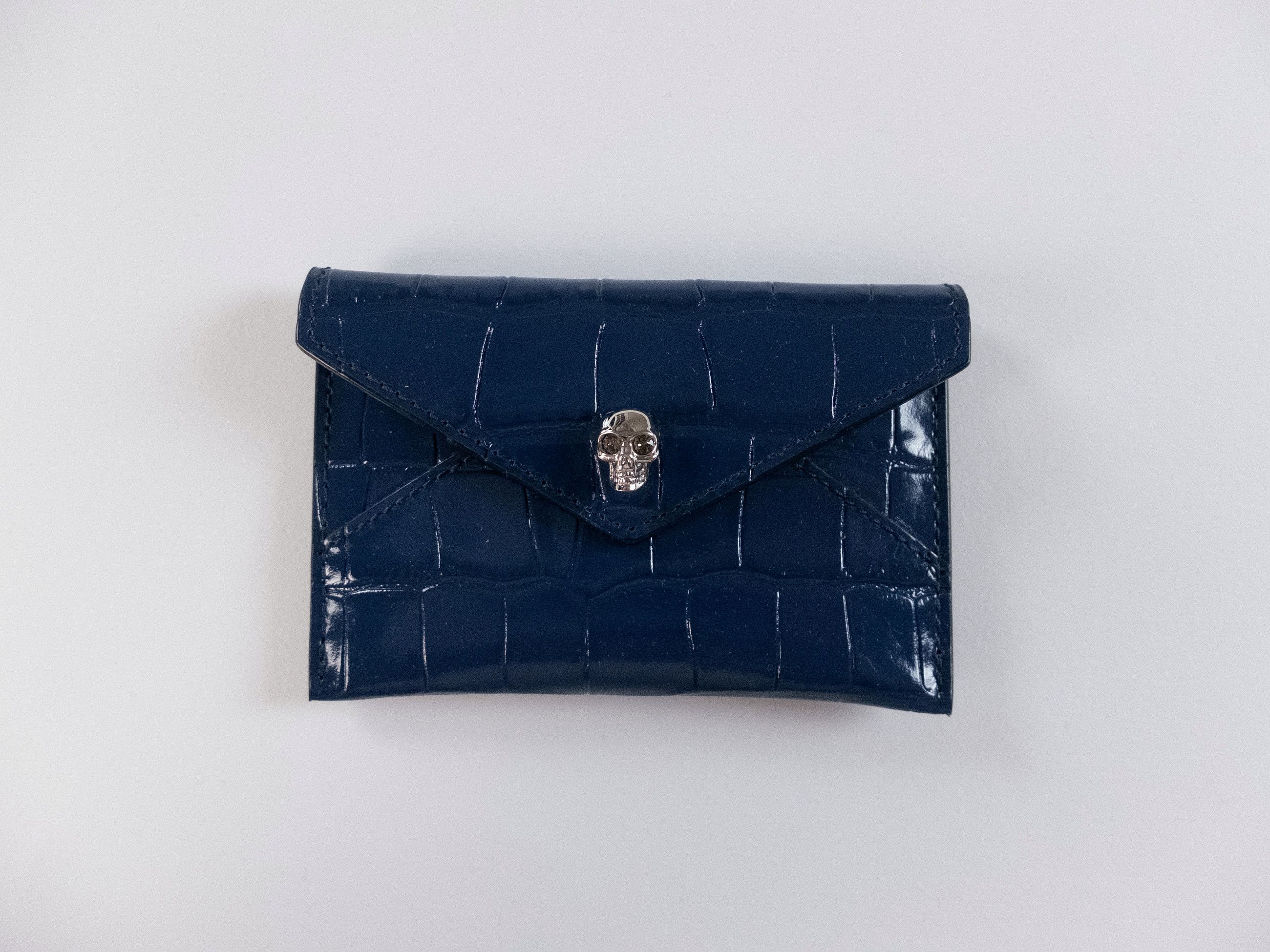 Alexander McQueen ALEXANDER MCQUEEN Skull blue croc effect leather card holder Size ONE SIZE - 1 Thumbnail