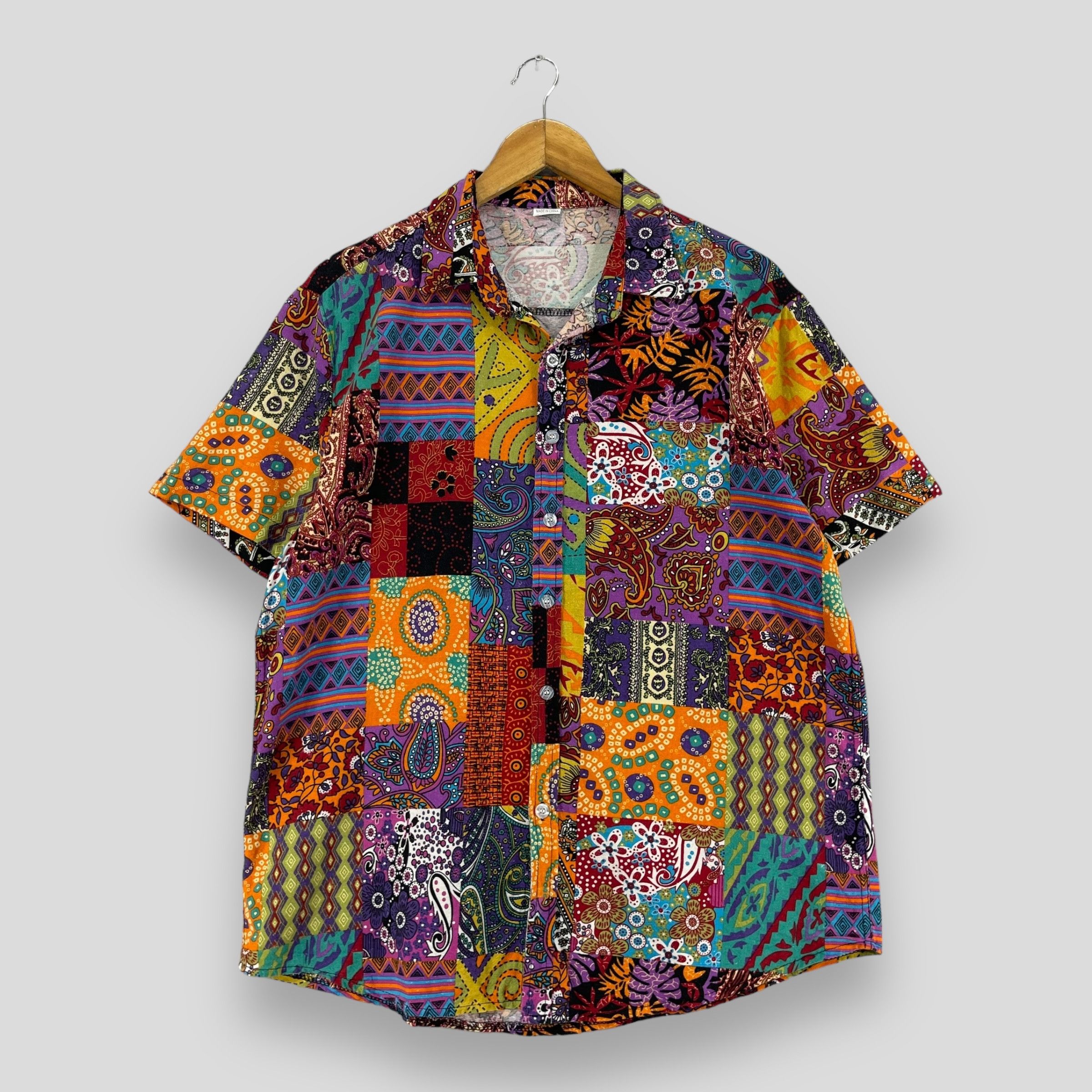 Japanese Brand Vtg Pacthwork Flower Paisley Multicolor Reconstruct Flannel Size US M / EU 48-50 / 2 - 1 Thumbnail